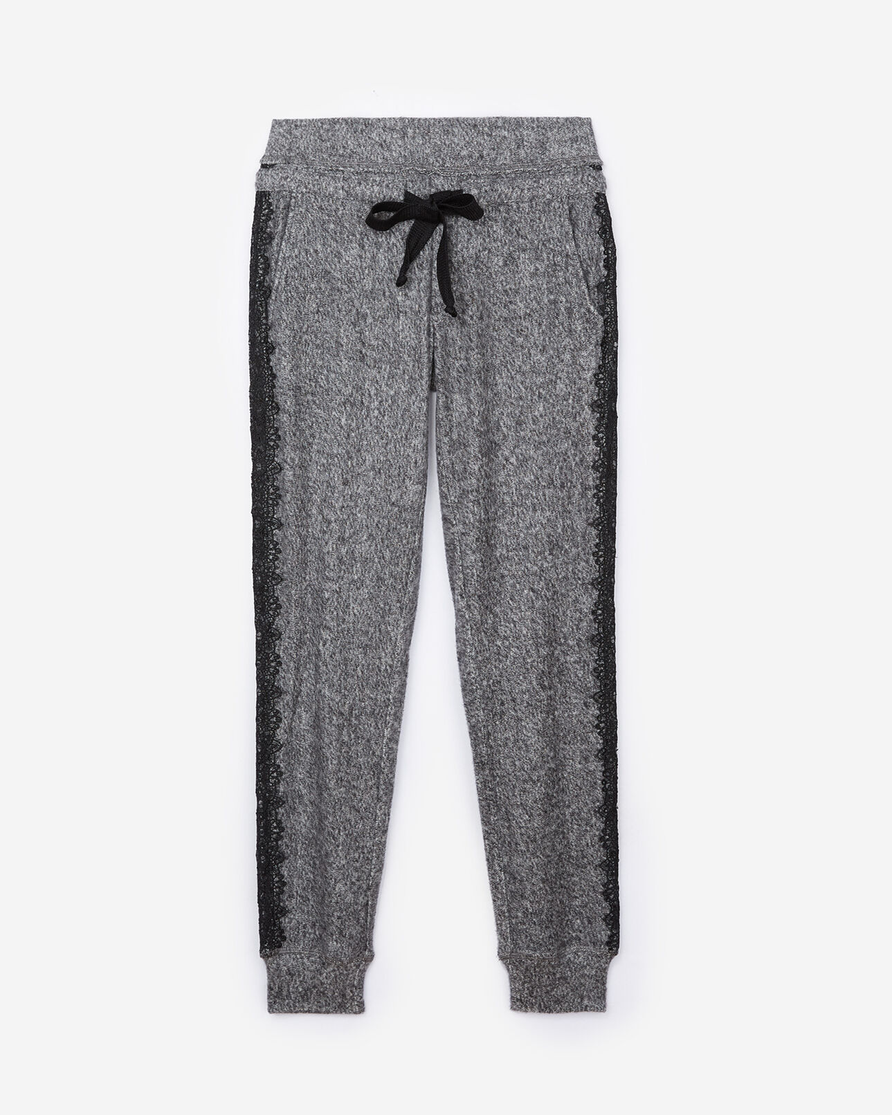 The Kooples FEMME GREY MELANGE jogging sweet fleece gris dentelle