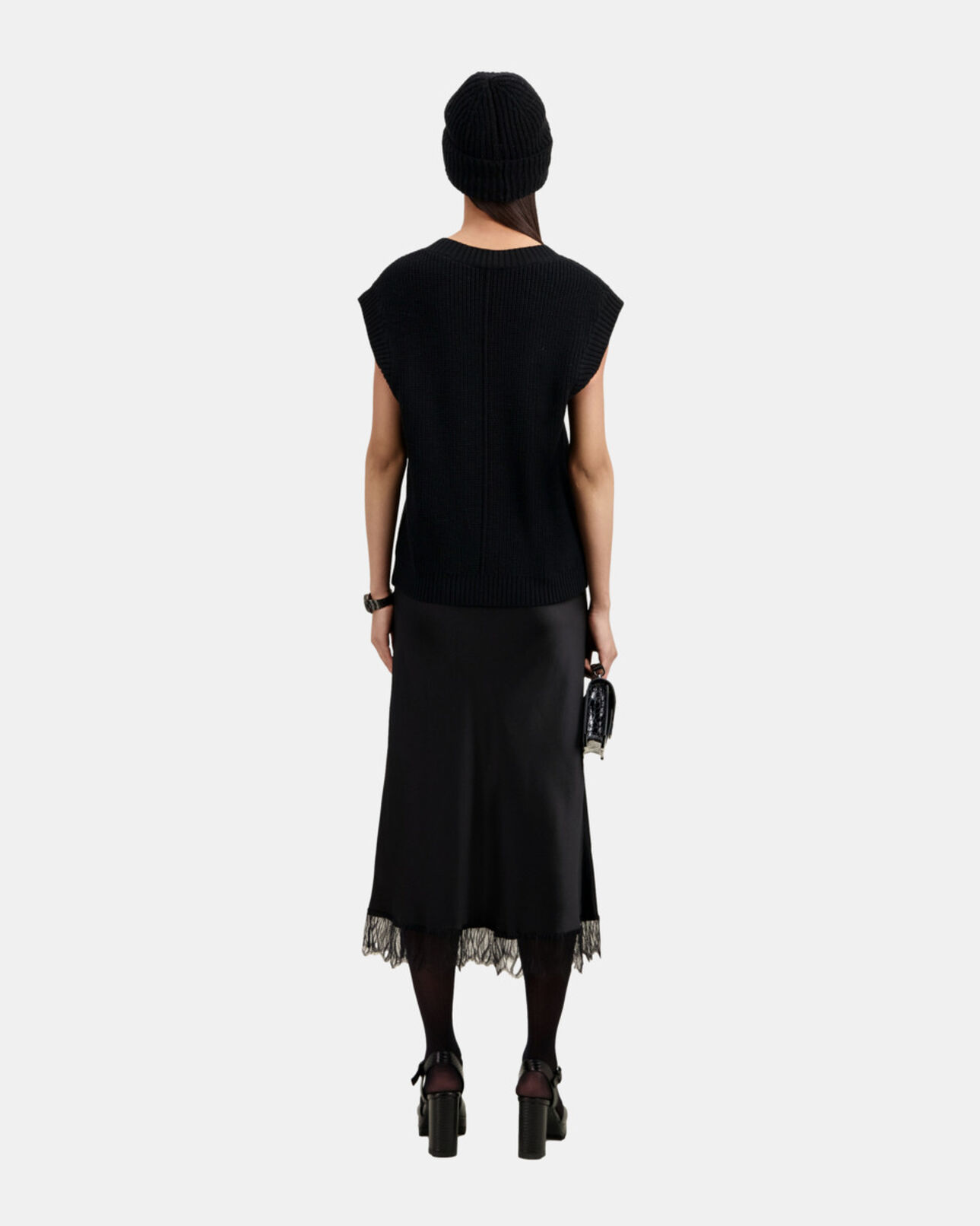 The Kooples WOMEN BLACK black sleeveless wool sweater