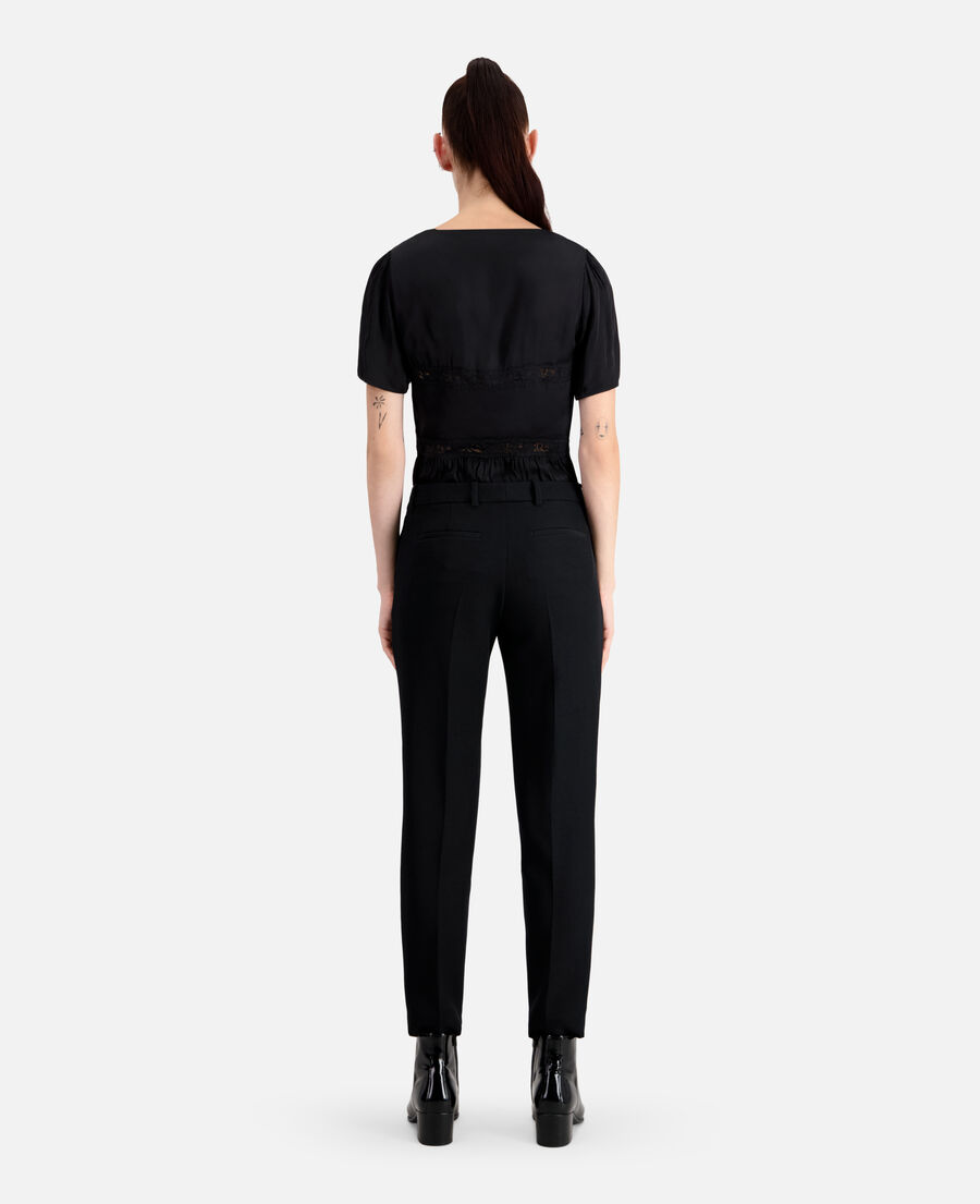 pantalon de costume en crêpe noir