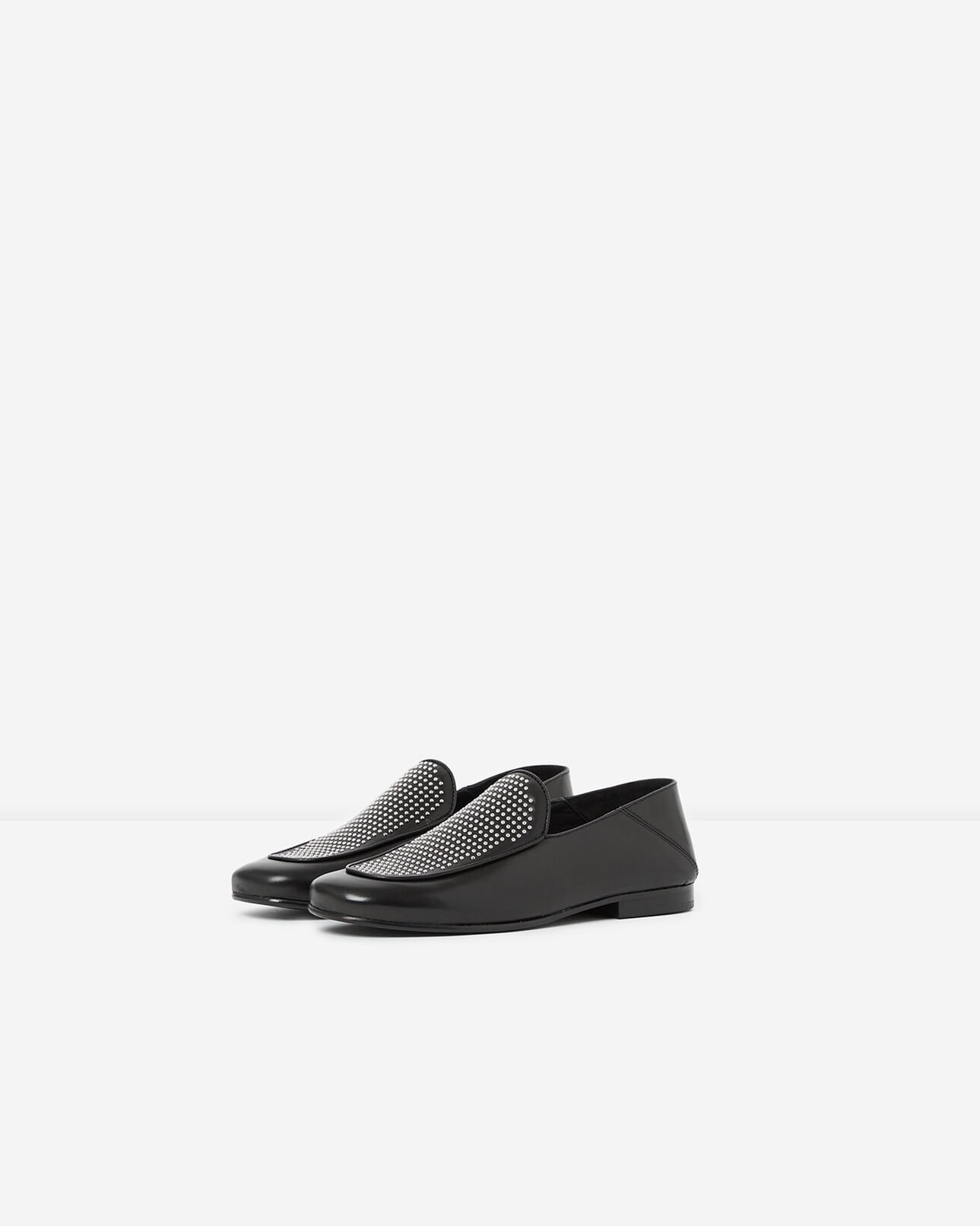 The Kooples DAMEN BLACK schwarze ledermokassins mit studs