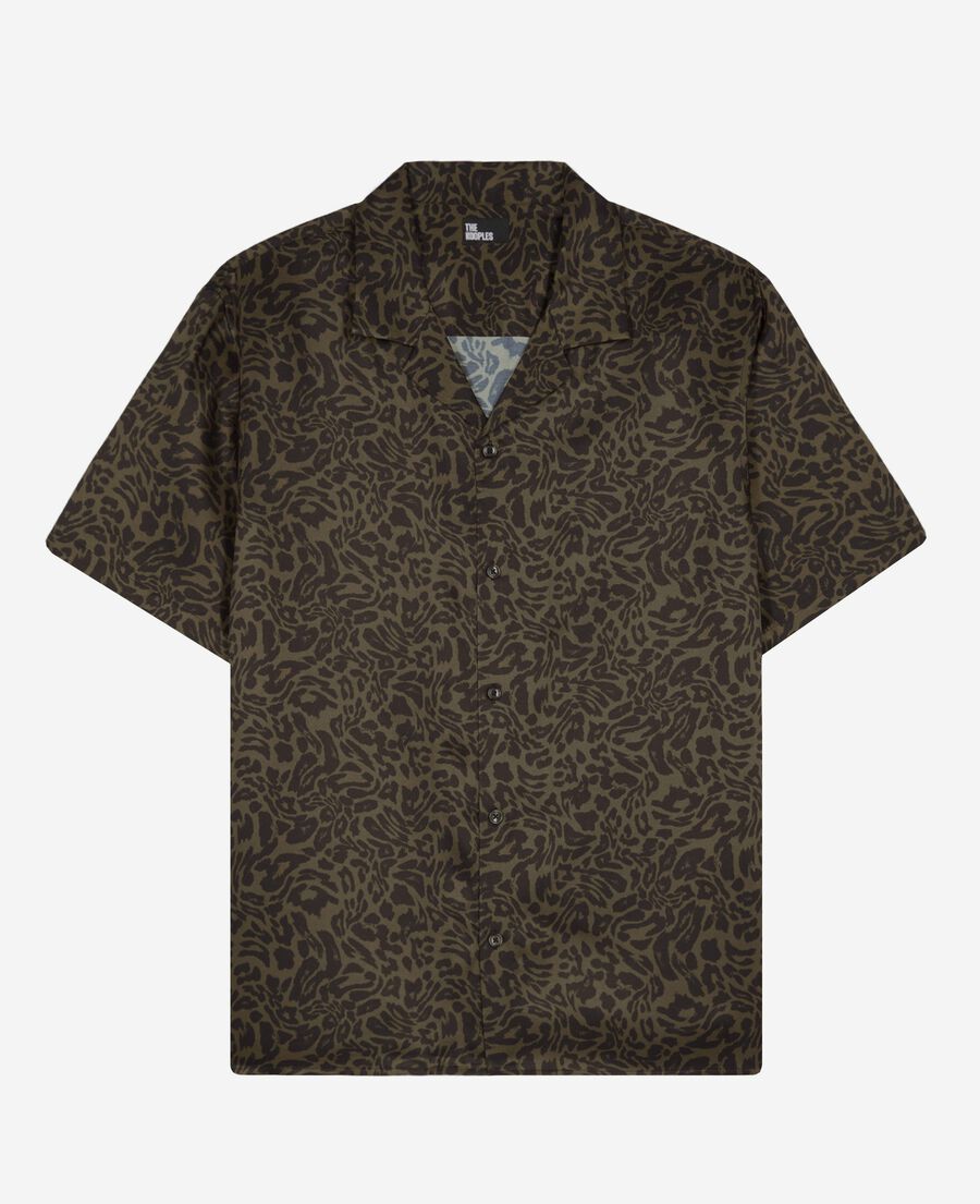 The Kooples MEN BLACK KAKI short-sleeved khaki leopard print shirt