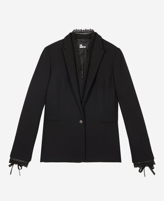 The Kooples FEMME BLACK veste tailleur avec bande dentelle noire