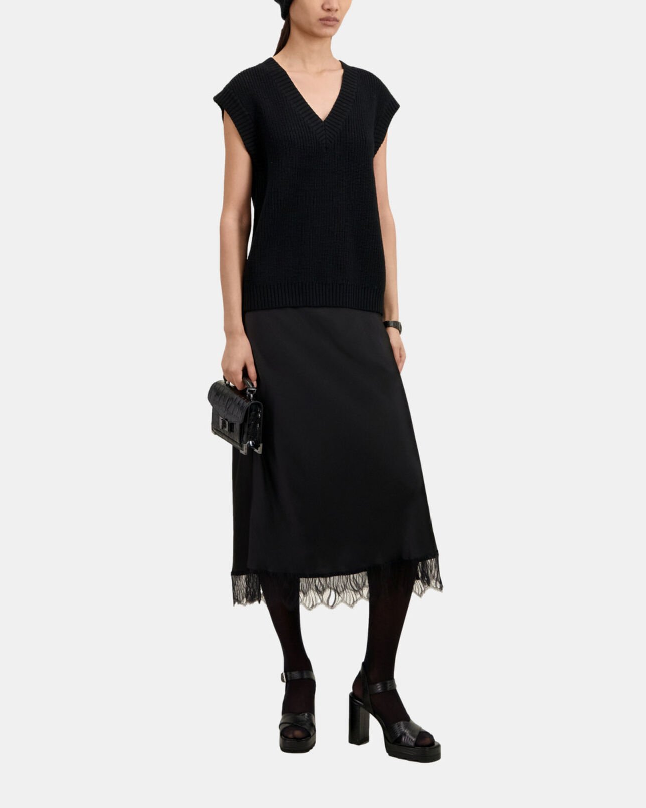 The Kooples WOMEN BLACK black sleeveless wool sweater