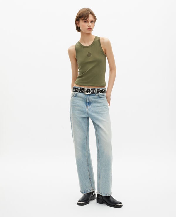 The Kooples WOMEN KAKI tank top with khaki crest