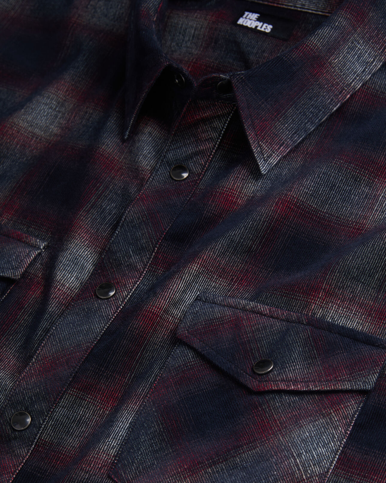 The Kooples HOMME BLACK / BURGUNDY chemise à carreaux noir et bordeaux