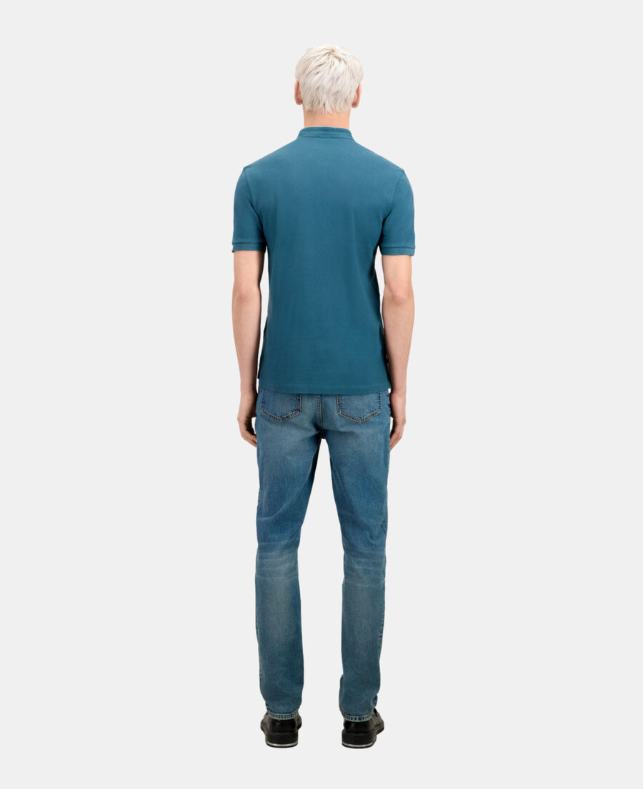 polo bleu profond en coton