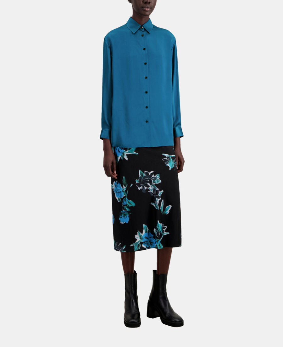 The Kooples WOMEN MEDIUM BLUE blue silk shirt