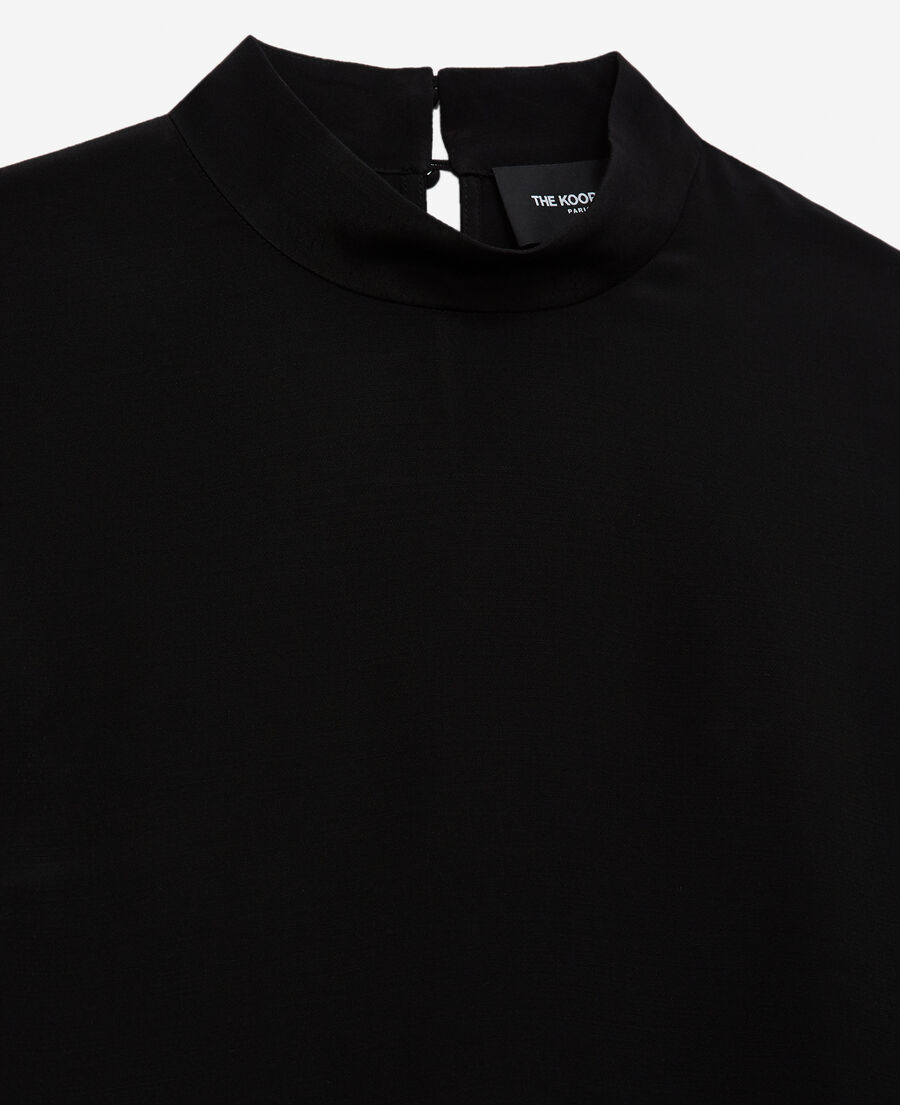 flowing black top with high neck