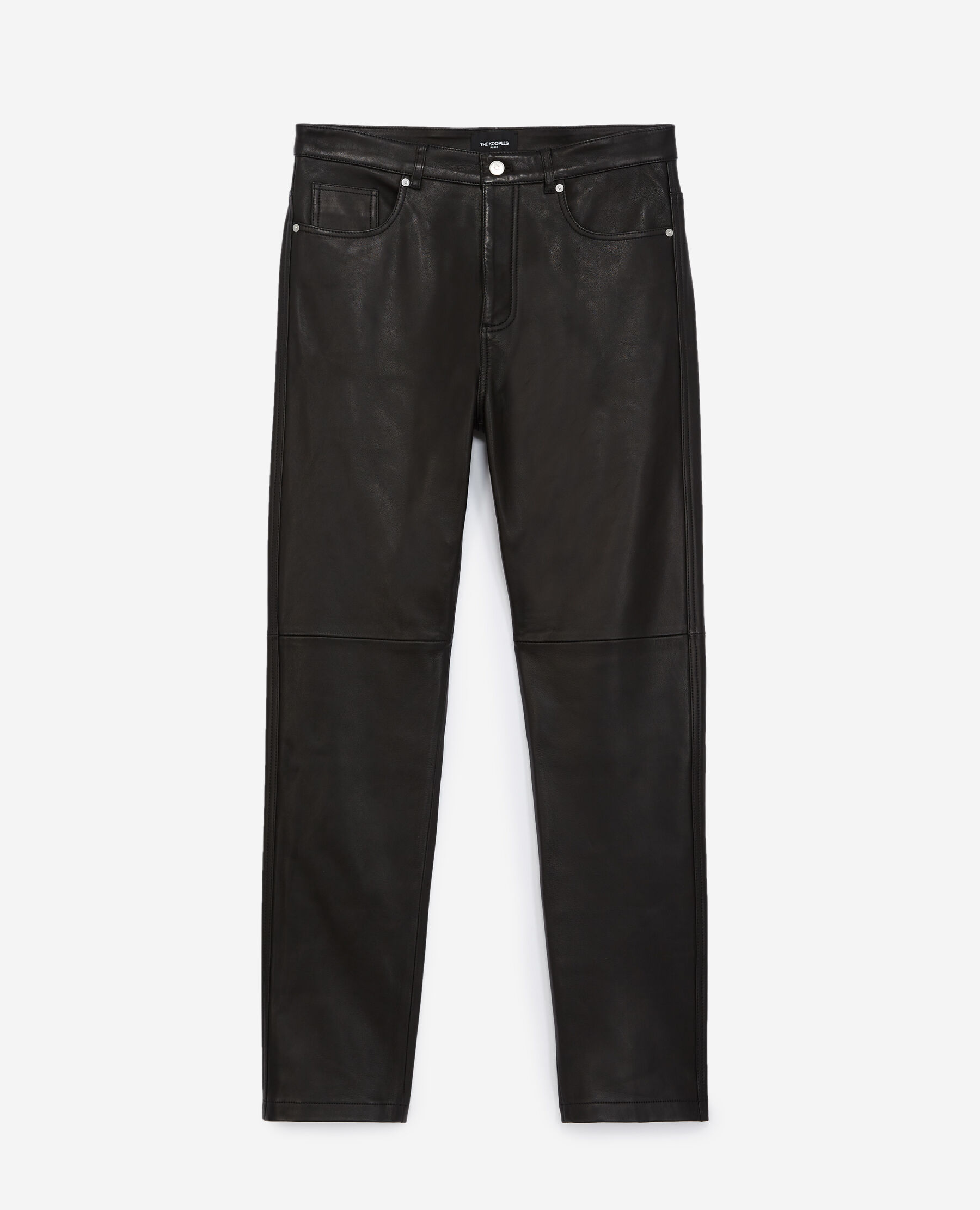 Straight black leather trousers with pockets The Kooples