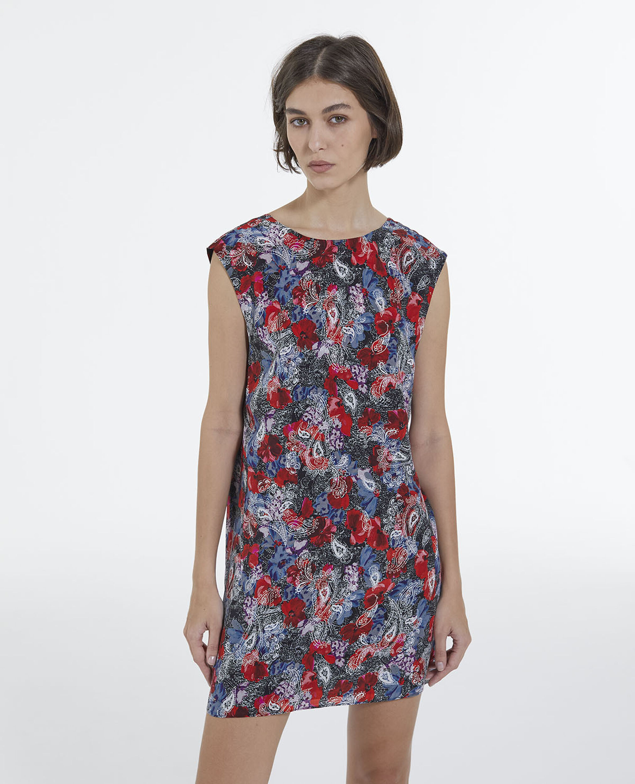 Short dress with floral print, RED, hi-res image number null