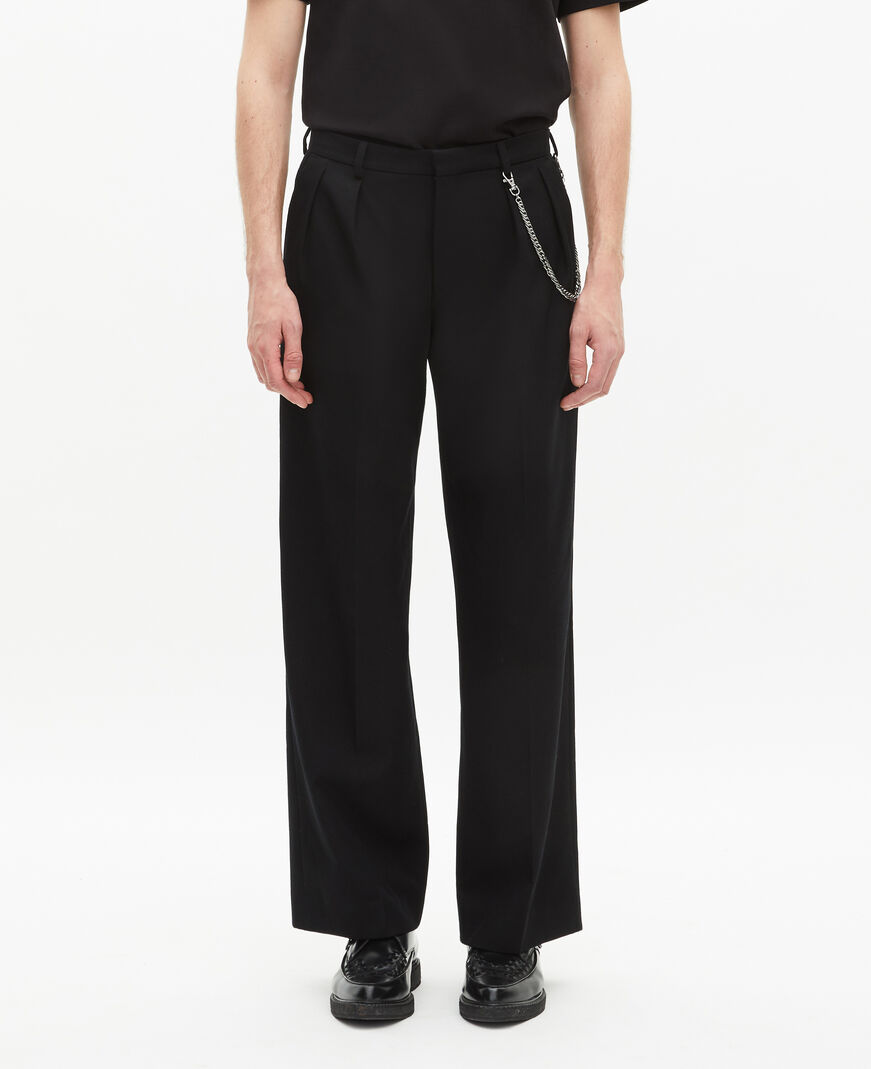 The Kooples HERREN BLACK schwarze wollhose mit weitem bein
