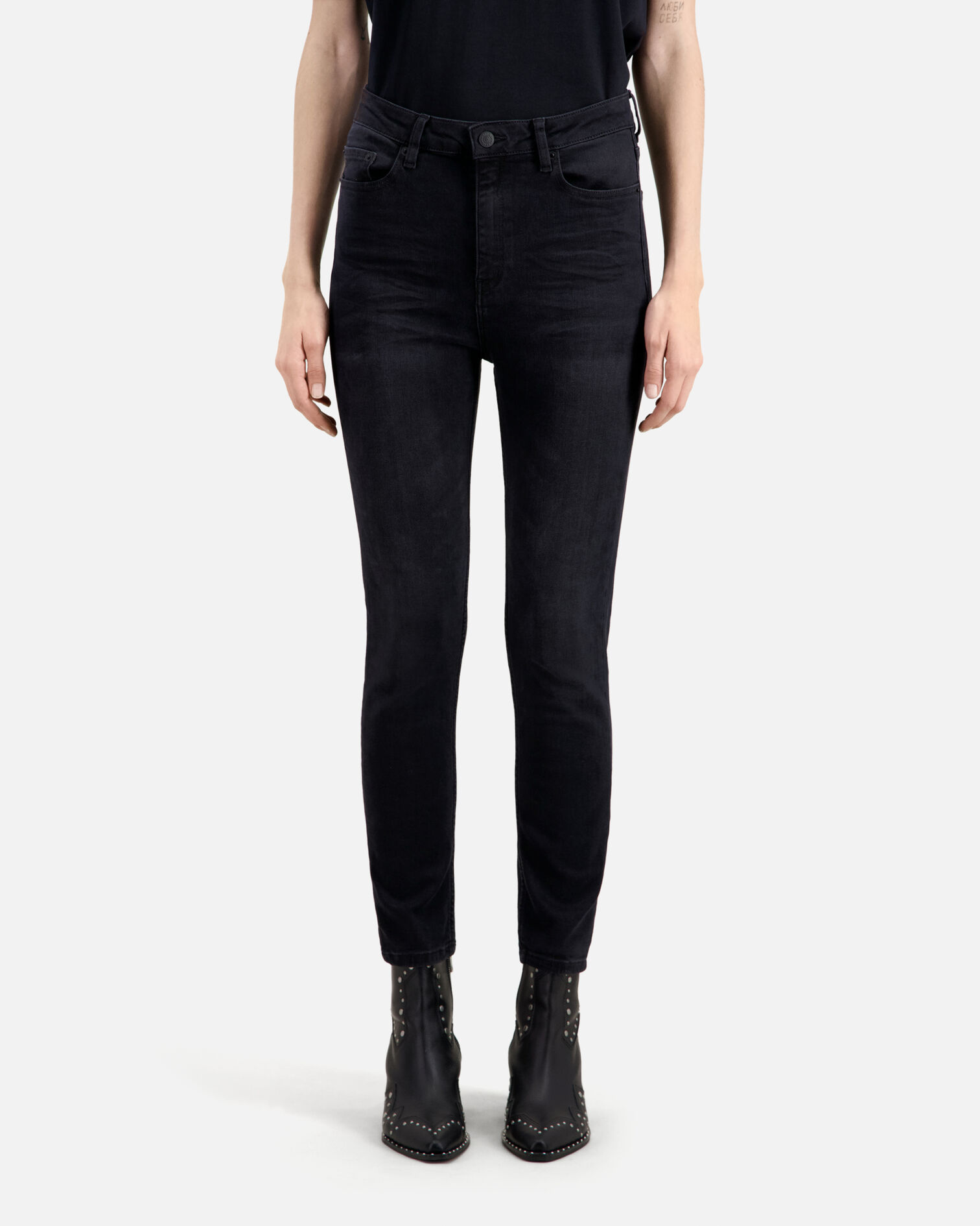 Schwarze Röhrenjeans, BLACK, hi-res image number null