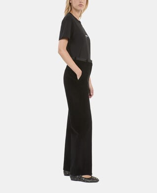The Kooples FEMME BLACK pantalon tailleur droit en velours côtelé noir