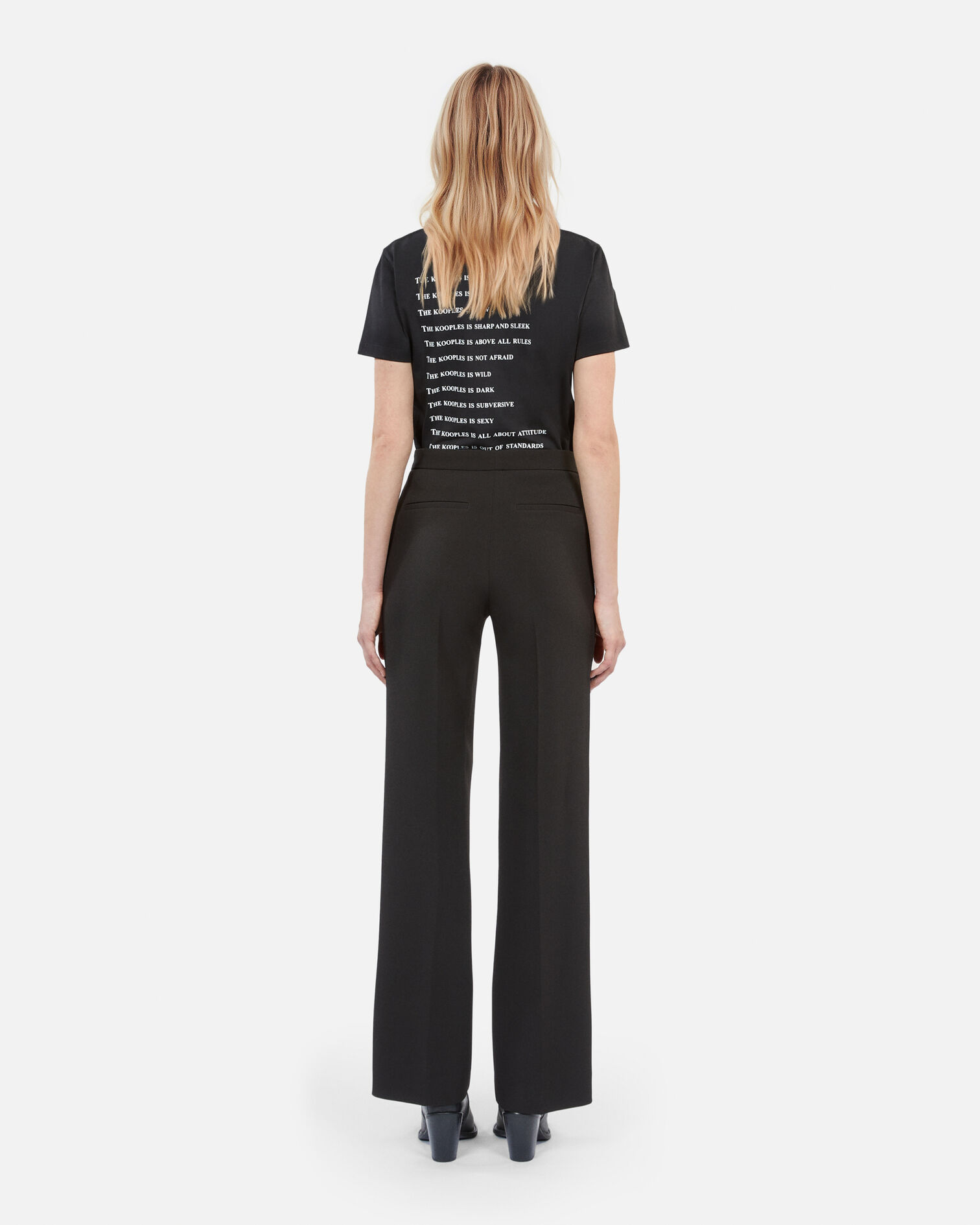 Black crêpe suit pants straight cut , BLACK, hi-res image number null