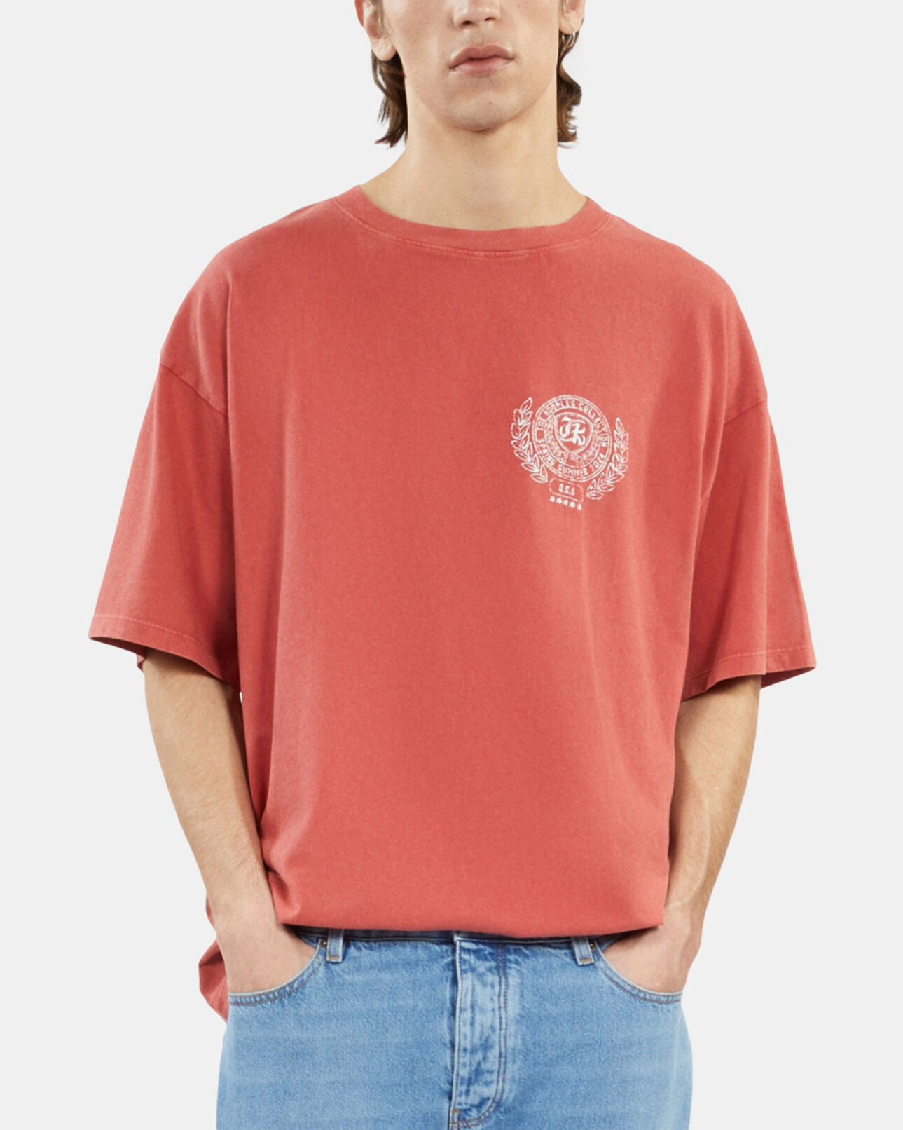 The Kooples HOMBRE RED BRIQUE camiseta roja serigrafía blason