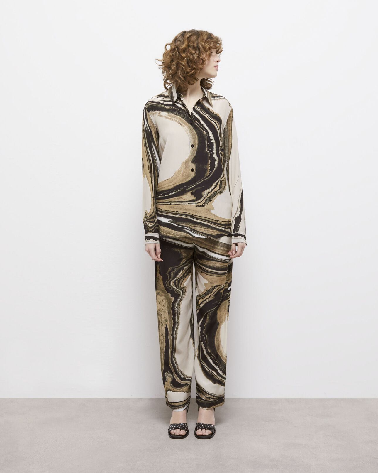 The Kooples MUJER BEIGE-BROWN camisa seda estampada