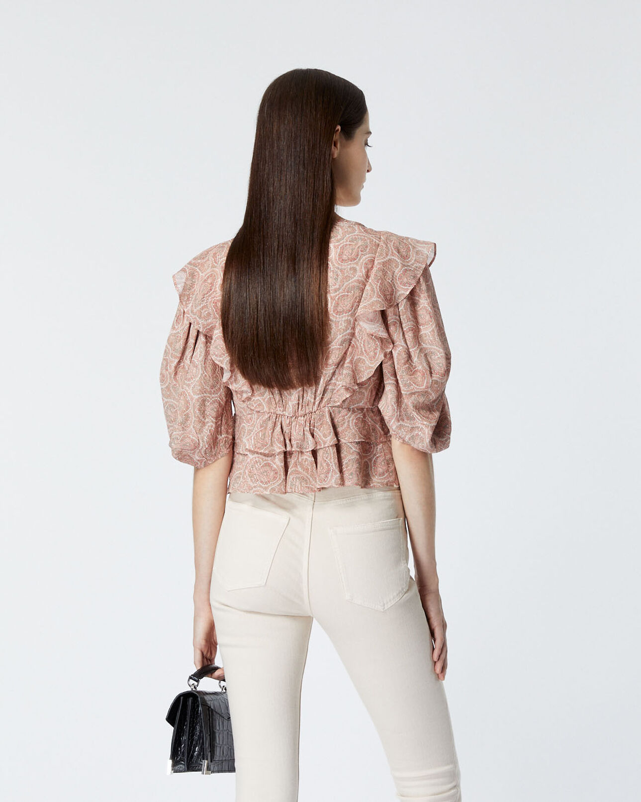 The Kooples WOMEN PINK frilly pink top with paisley print