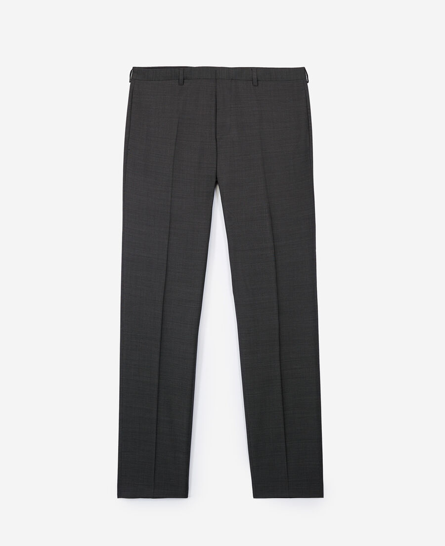 Dark grey wool suit trousers with micro polka dots