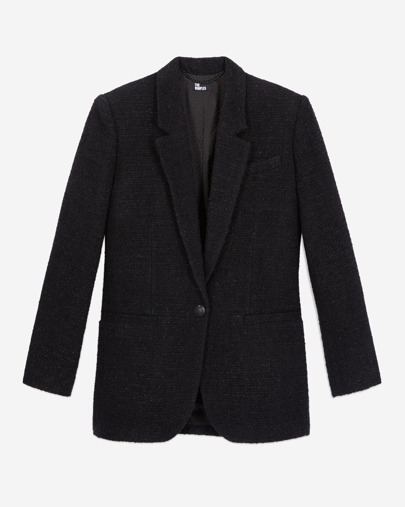 The Kooples FEMME BLACK blazer noir en tweed avec détails fil argenté