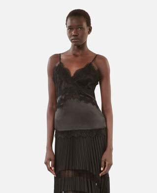 The Kooples FEMME BLACK caraco avec détails en dentelle et soie noir