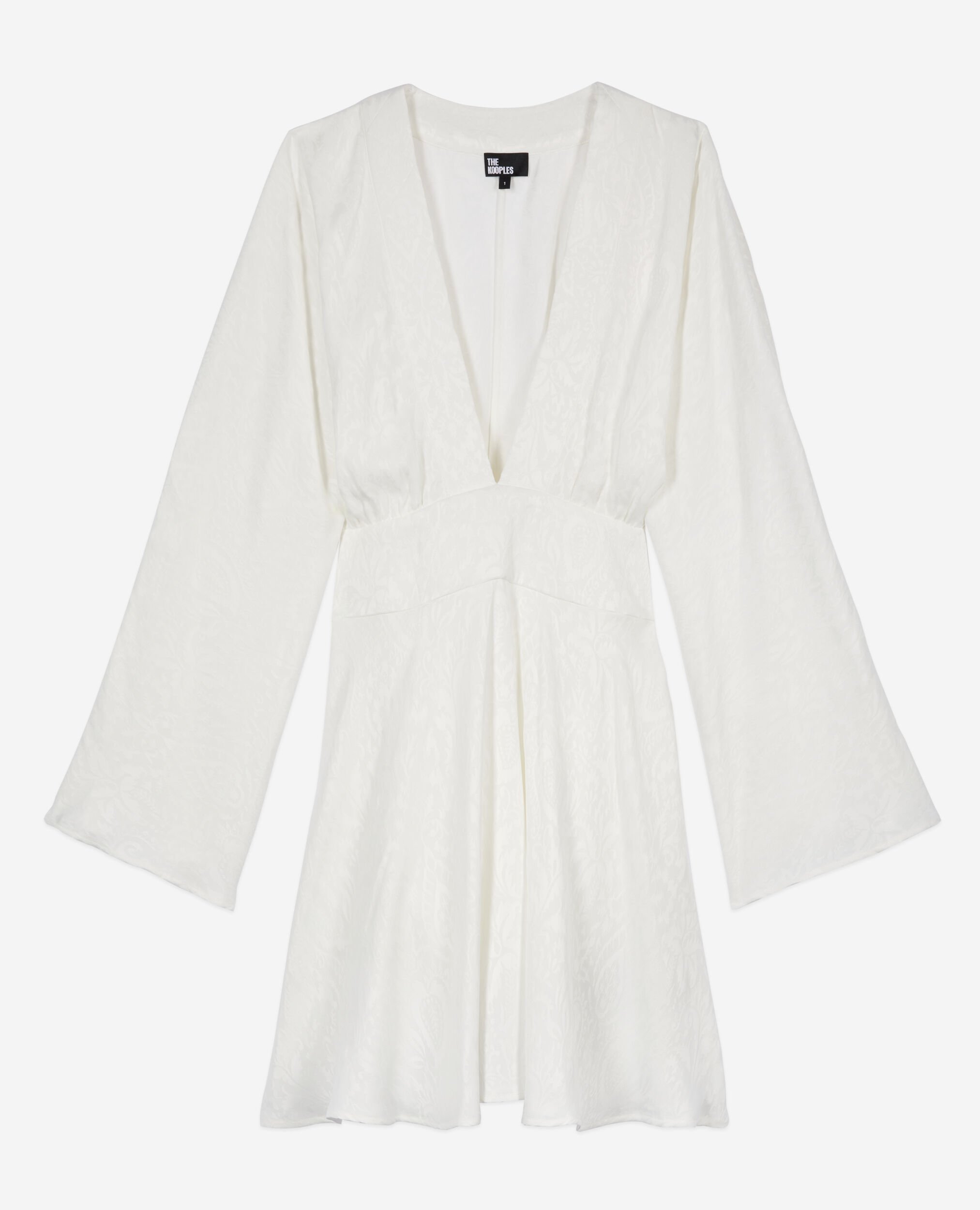 Short white baroque jacquard dress, WHITE, hi-res image number null