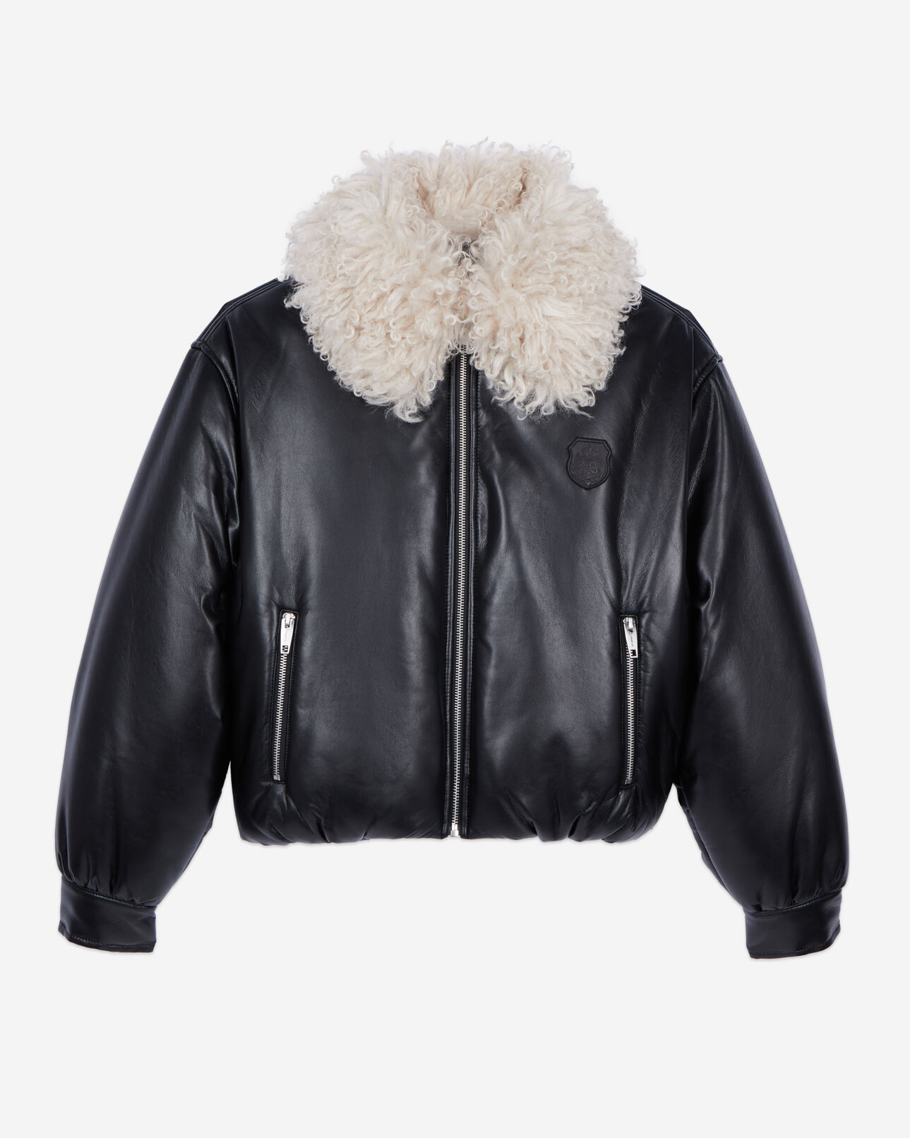 The Kooples F BLACK black leather-effect jacket