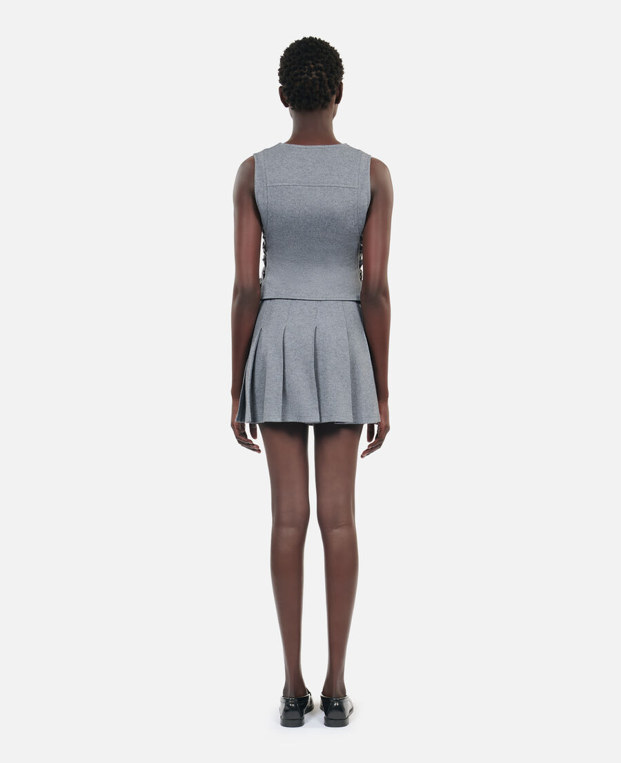 The Kooples FEMME GREY MELANGE gilet en laine avec laçage gris