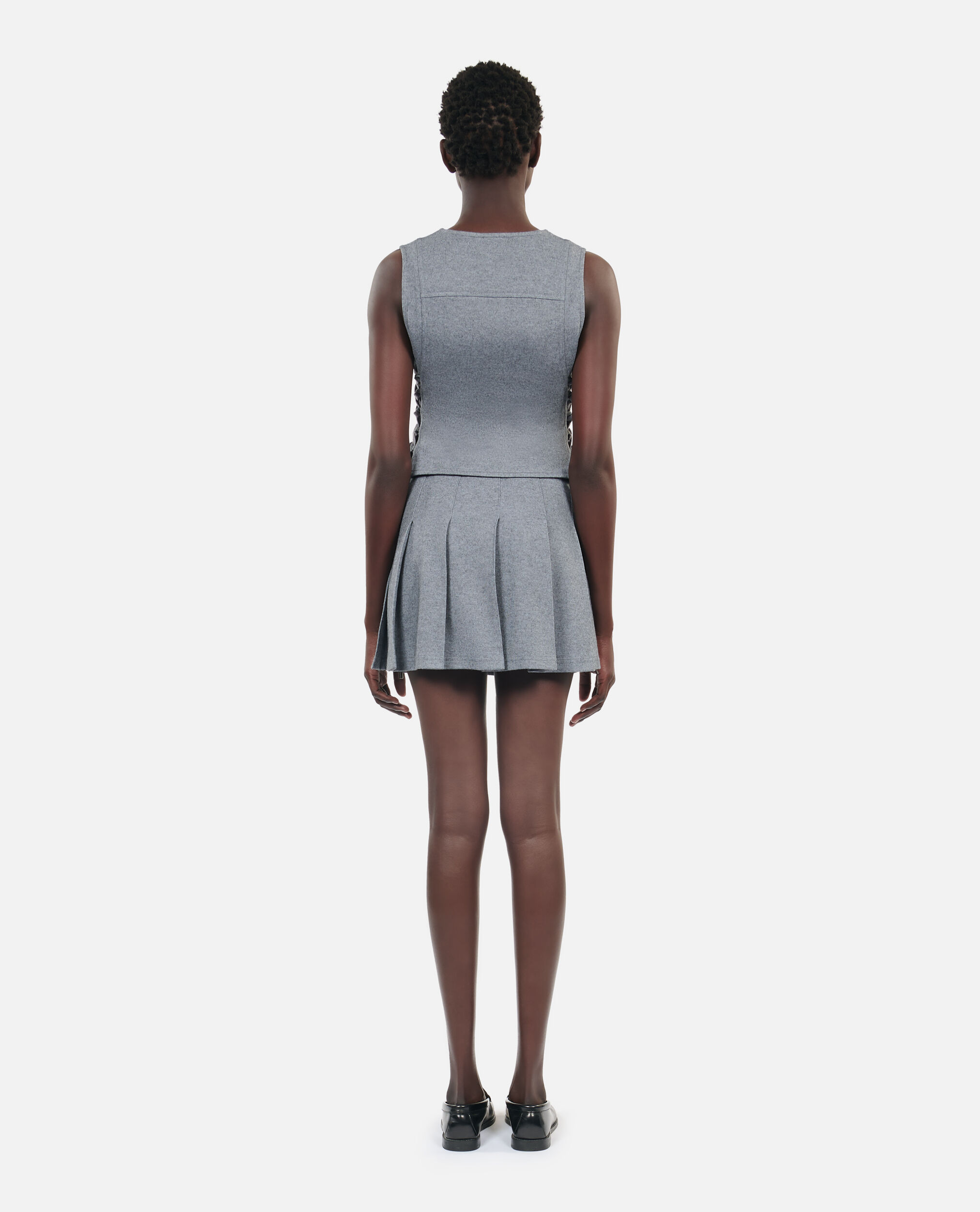 Gilet en laine avec laçage gris, GREY MELANGE, hi-res image number null