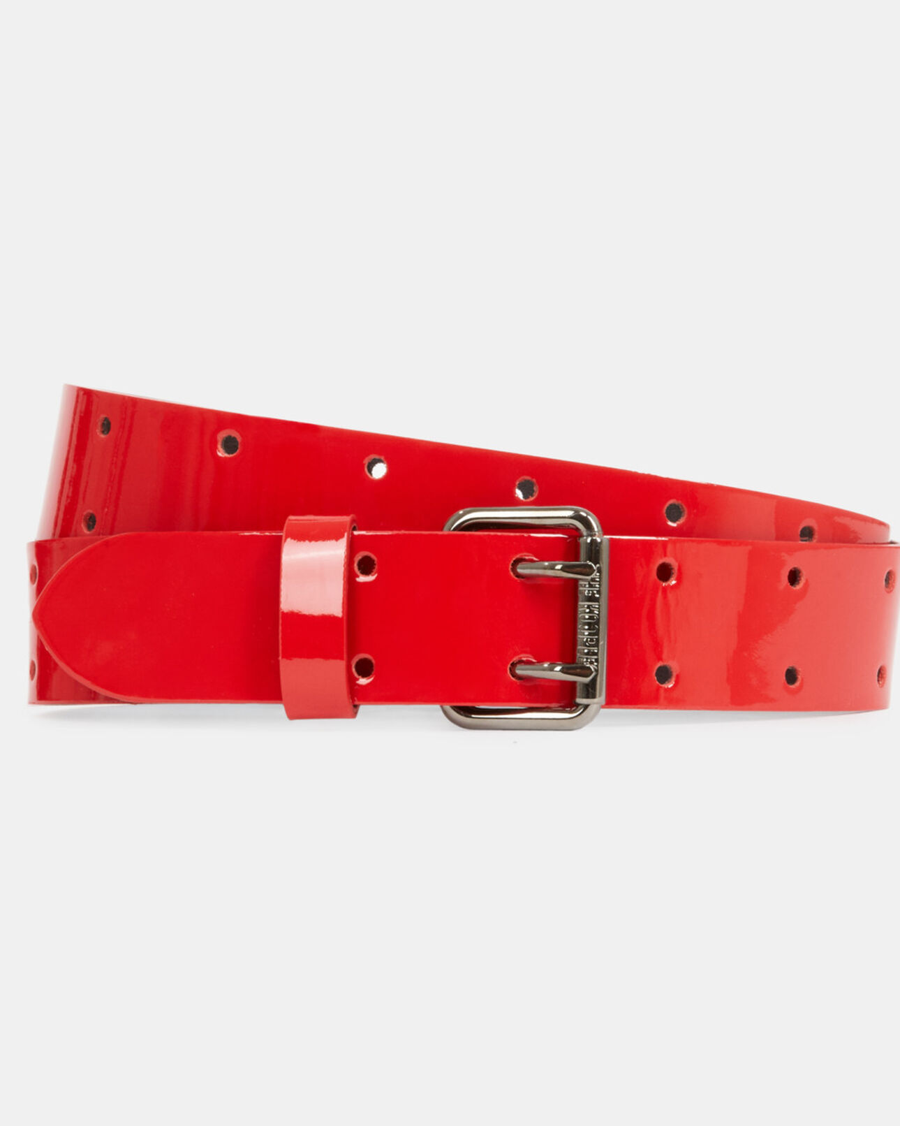 The Kooples MIXED RED red vinyle style leather belt with double notch