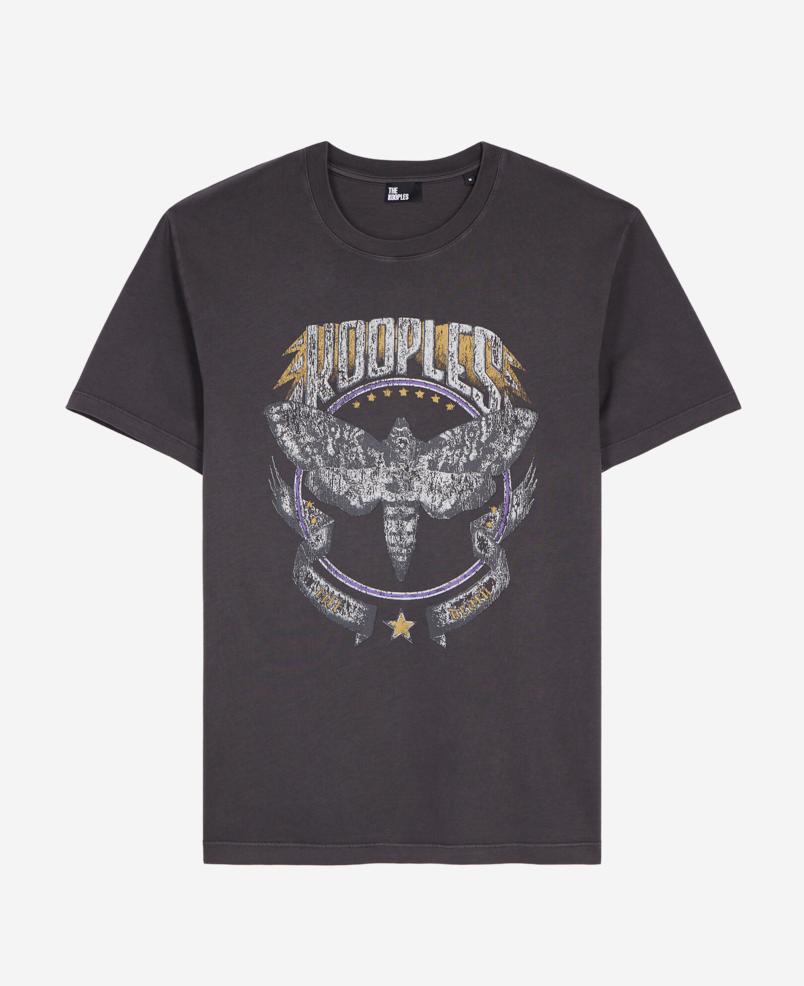 The Kooples MEN CARBONE carbon grey t-shirt with skull butterfly screen print