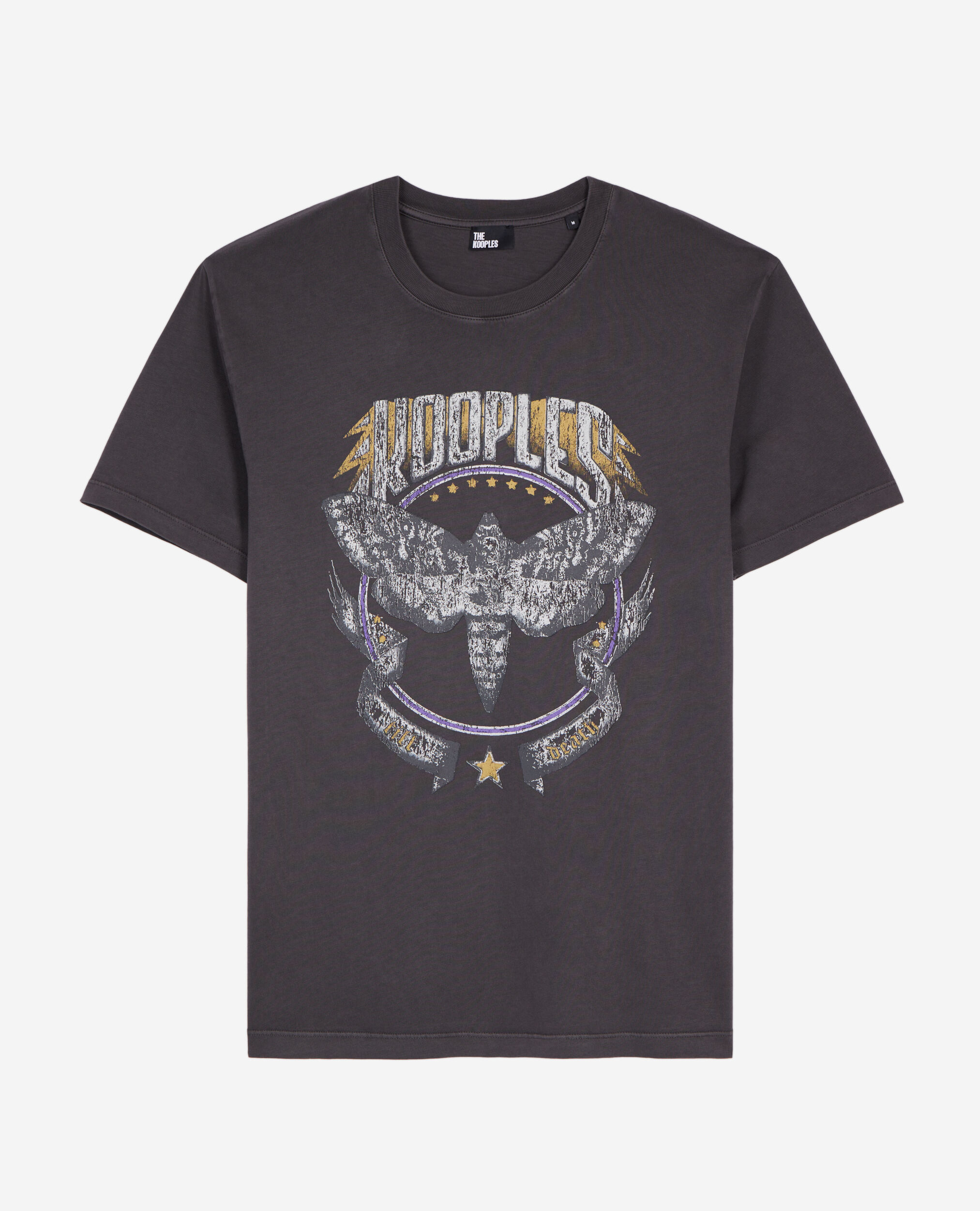 Carbon grey T-shirt with Skull butterfly screen print, CARBONE, hi-res image number null
