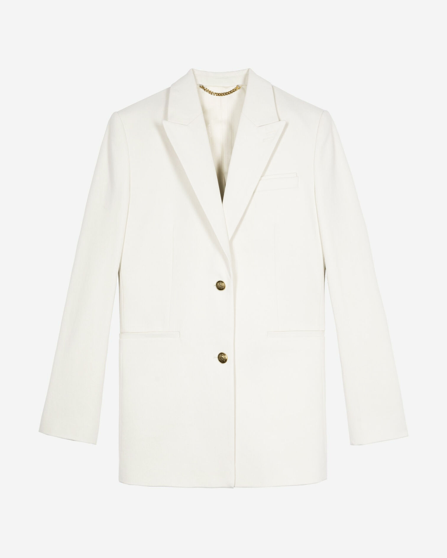 Ecru cotton suit jacket, WHITE, hi-res image number null