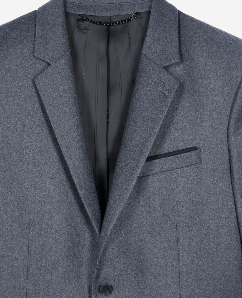 The Kooples HERREN LIGHT GREY MEL/WHITE graue anzugjacke aus flanell