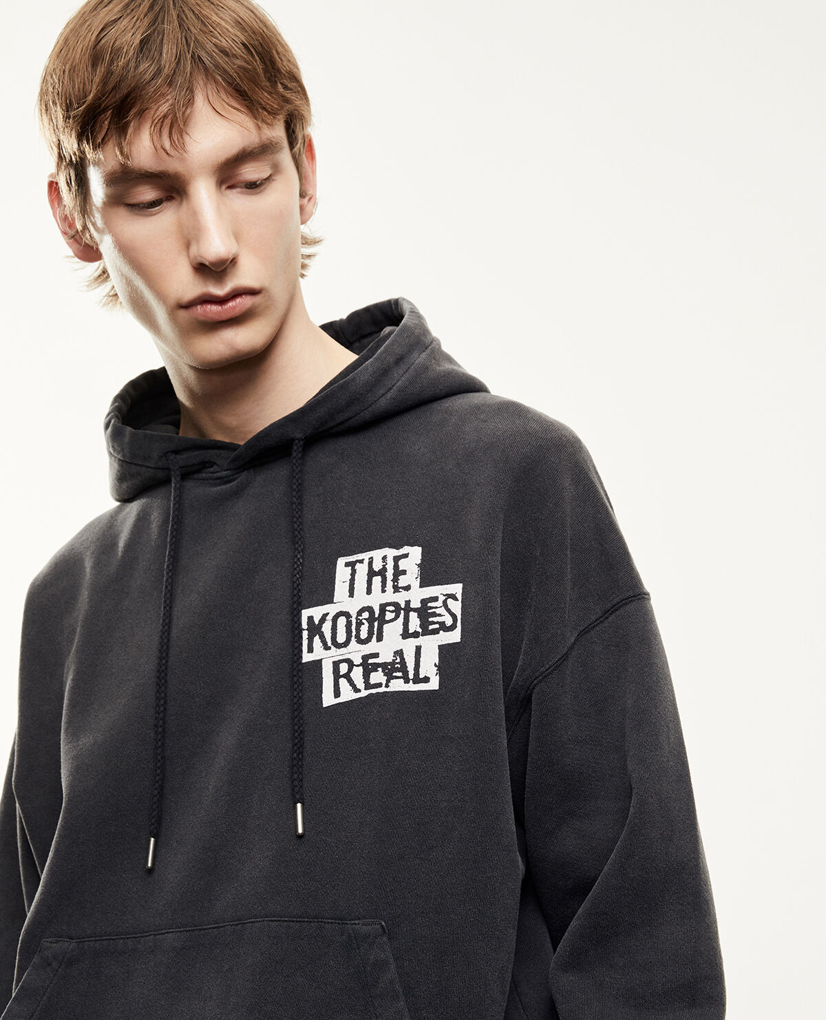 Grey hoodie with print clearance