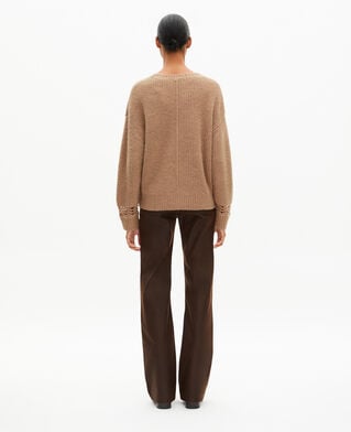 The Kooples FEMME BROWN-BEIGE pull camel en laine m&eacute;lang&eacute;e