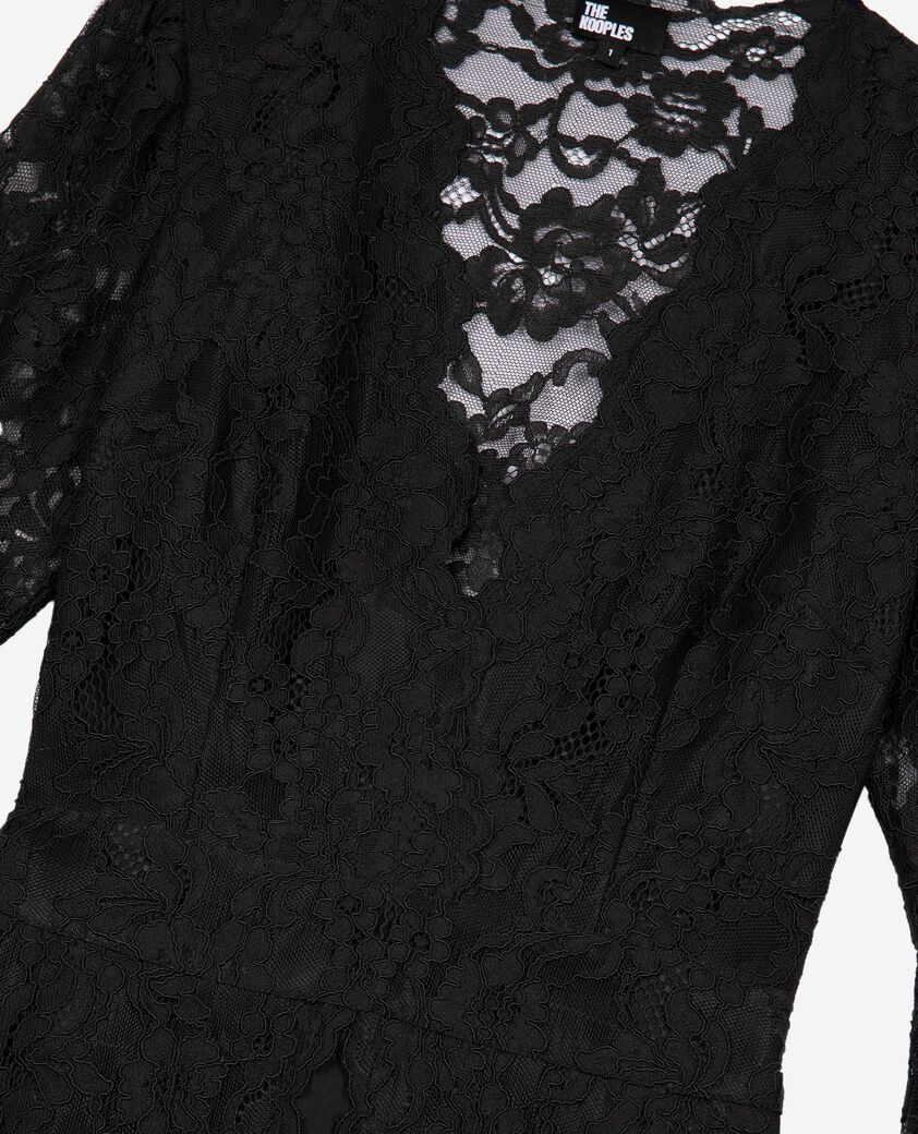 The Kooples DAMEN BLACK kurzes kleid mit ausgestellten ärmeln aus schwarzer spitze