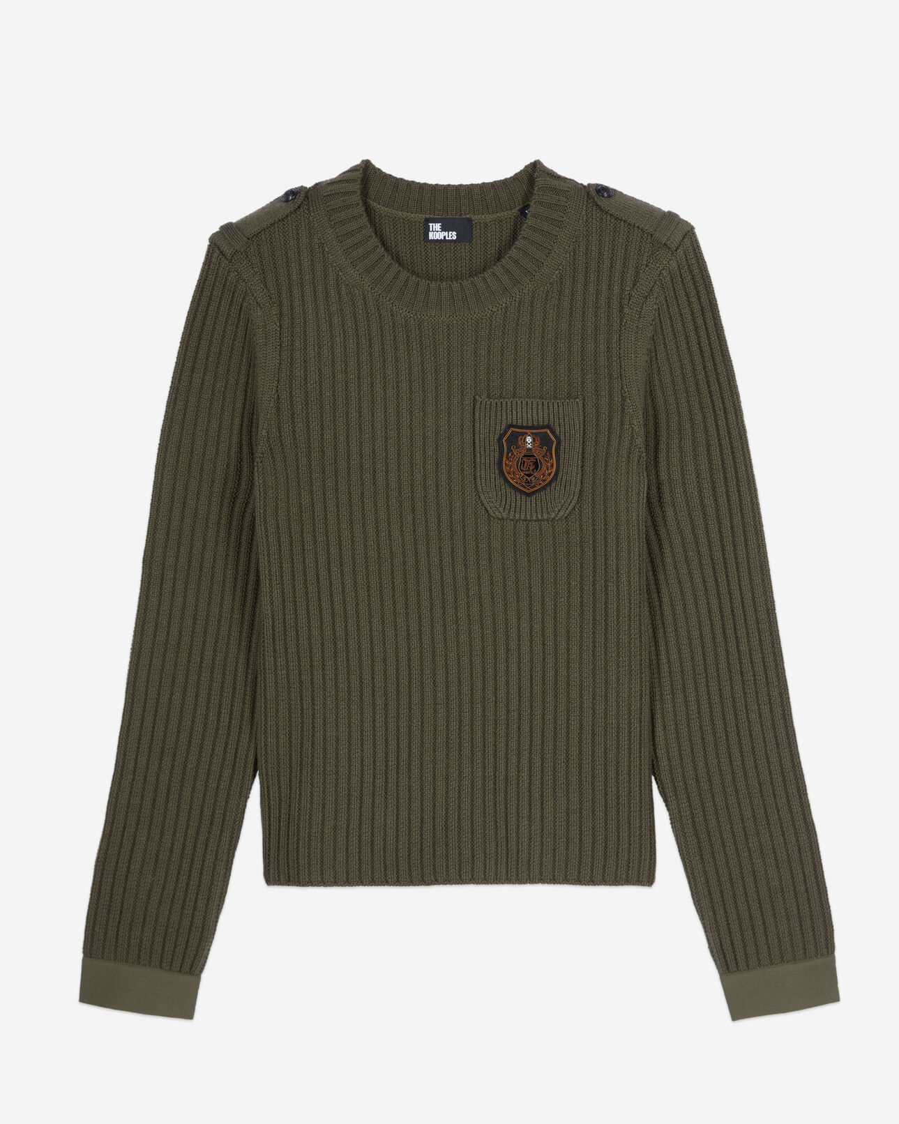 The Kooples WOMEN OLIVE NIGHT khaki ribbed knit sweater