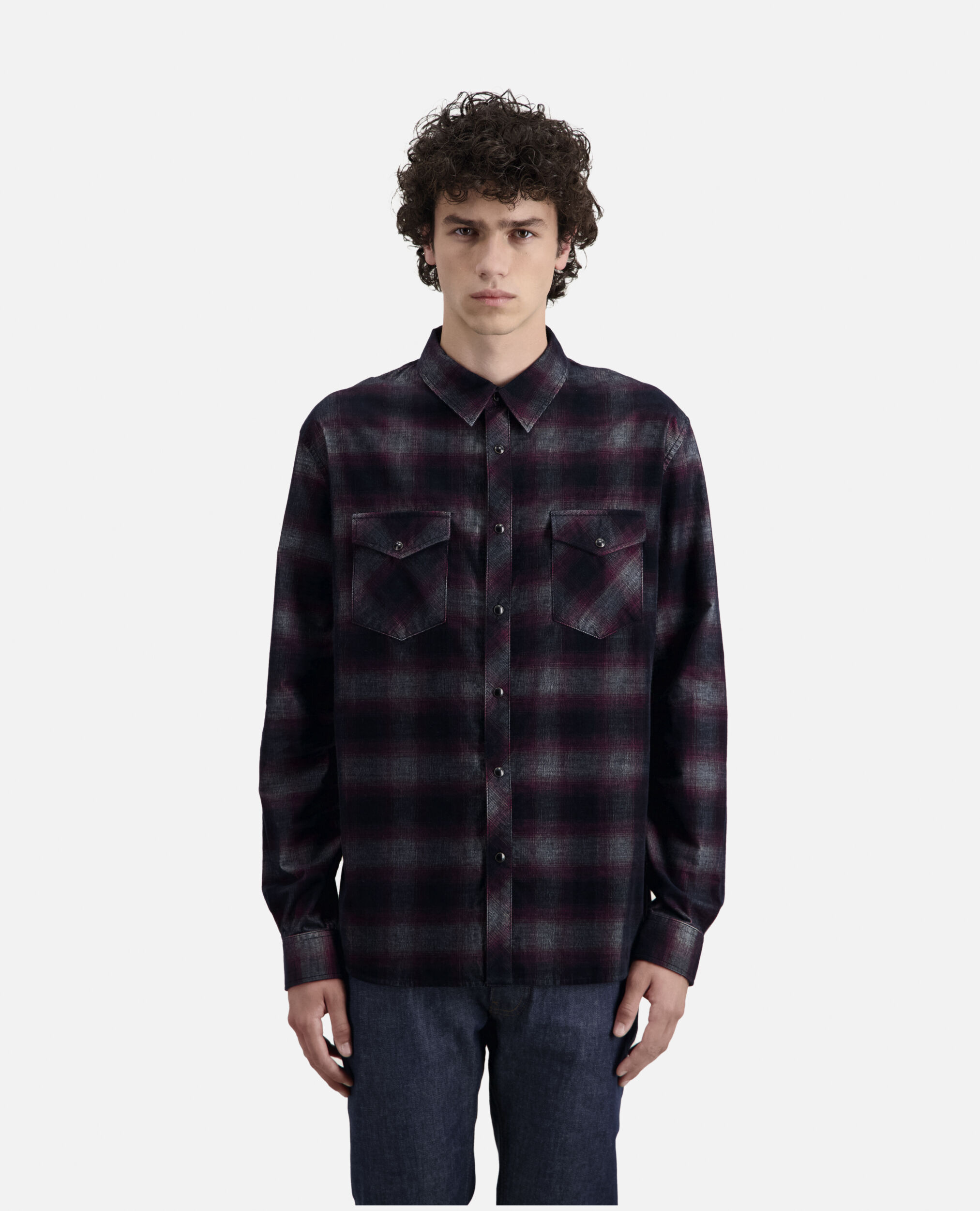Black and burgundy checkered shirt, BLACK / BURGUNDY, hi-res image number null