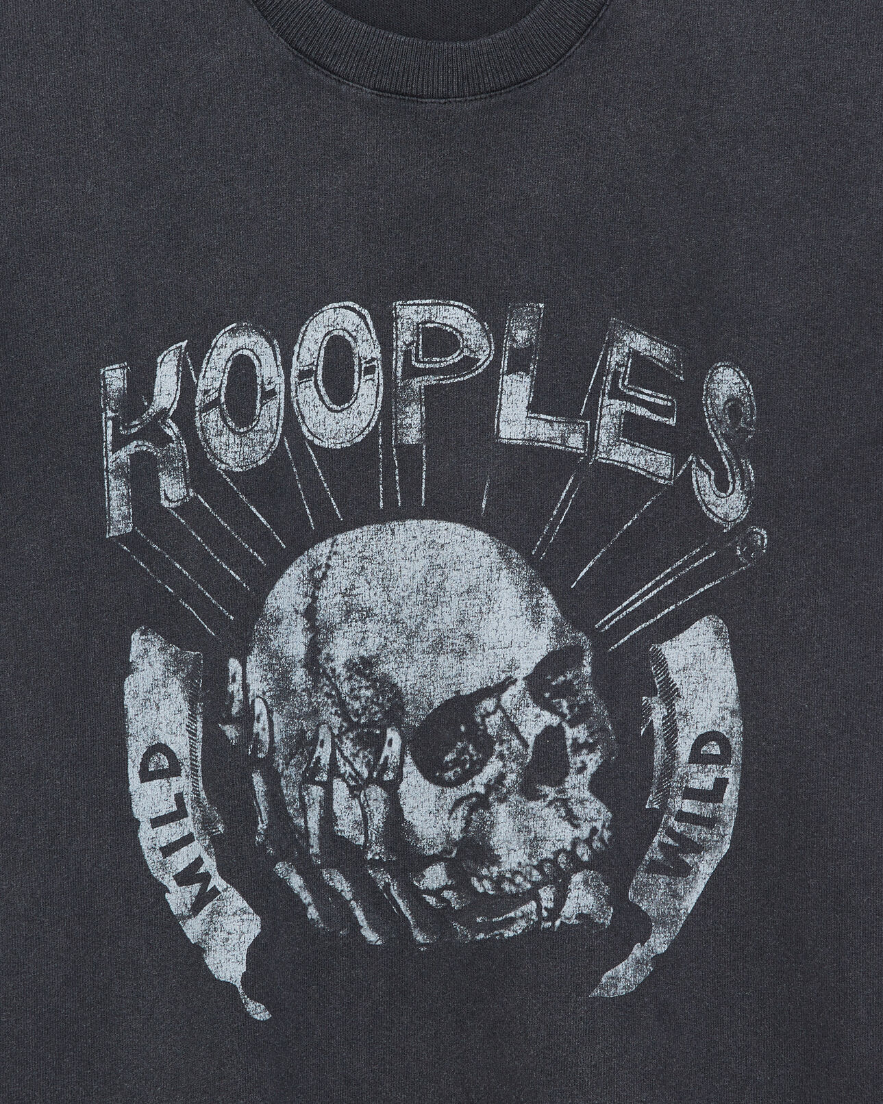 The Kooples HOMME BLACK WASHED t-shirt noir délavé avec imprimé skull
