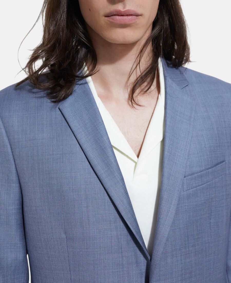 formal sky blue jacket with three pockets