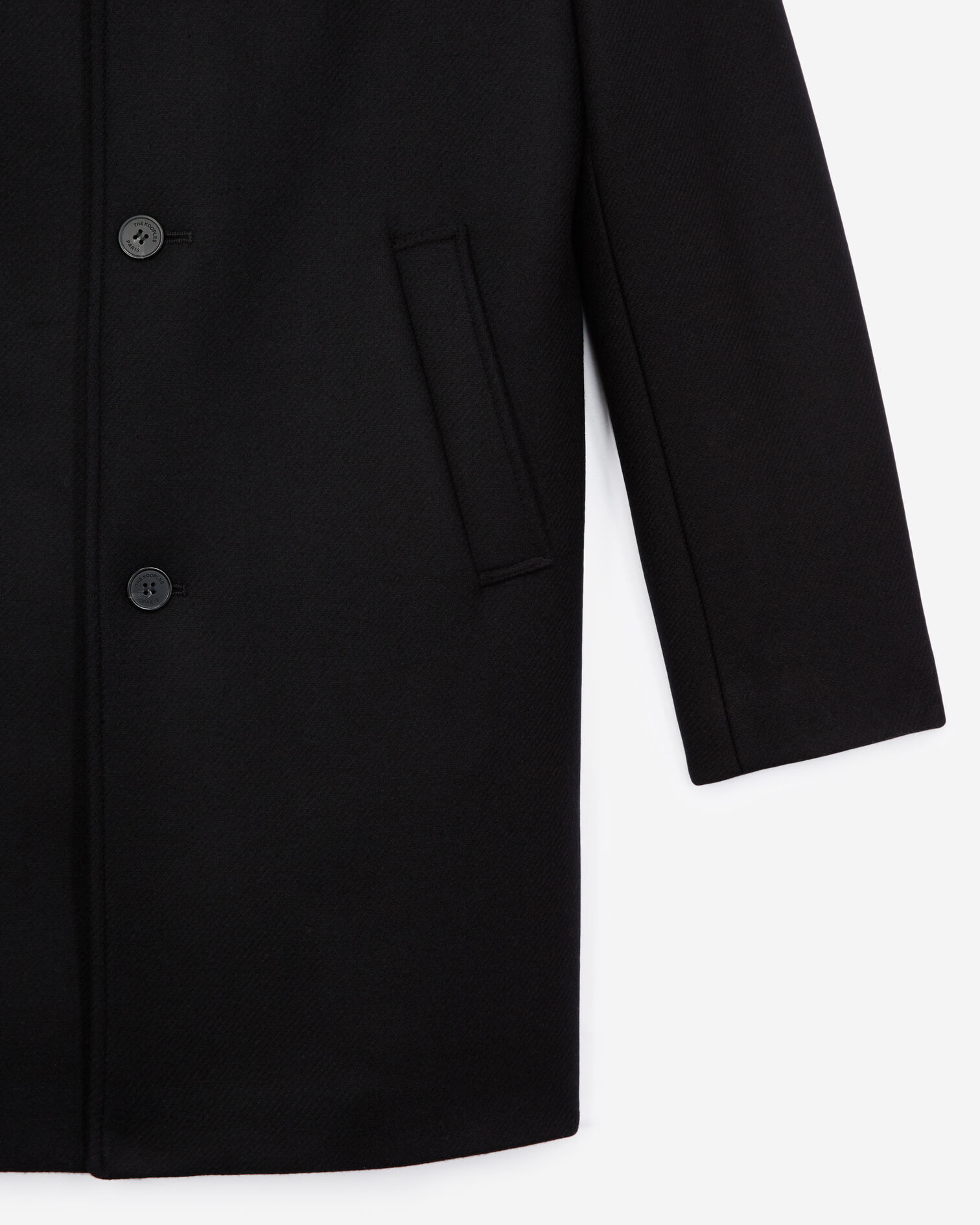 Black coat in wool with integrated waistcoat, BLACK, hi-res image number null