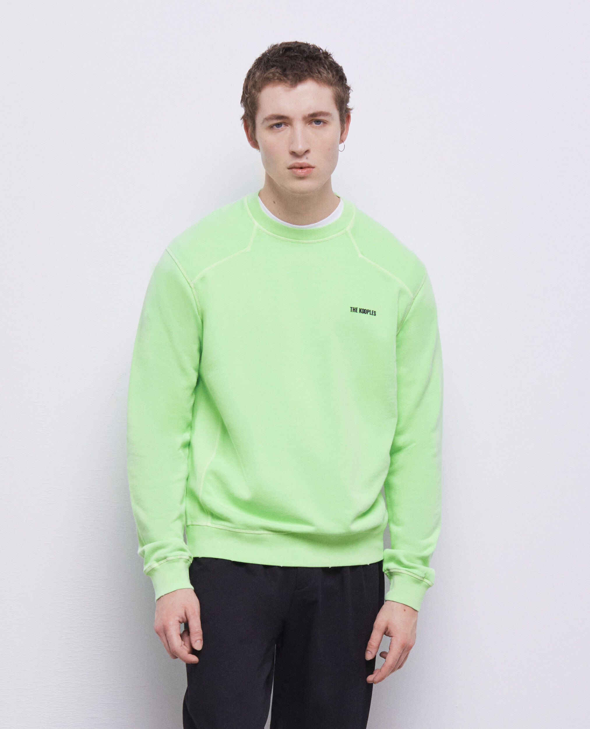 Sweatshirt vert fluo avec logo, VERT FLUO, hi-res image number null