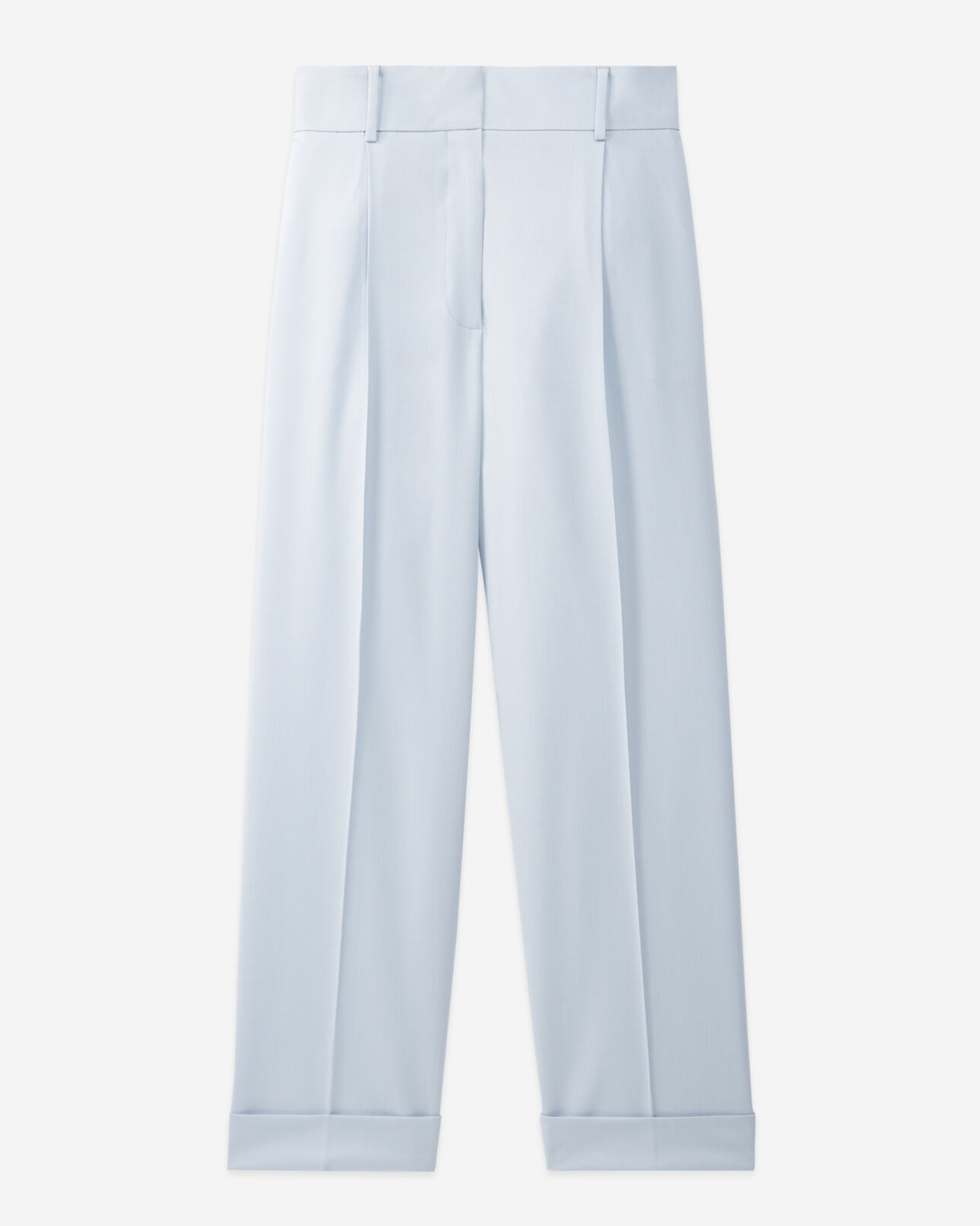 The Kooples WOMEN LIGHT BLUE straight wool sky blue pants with lapels