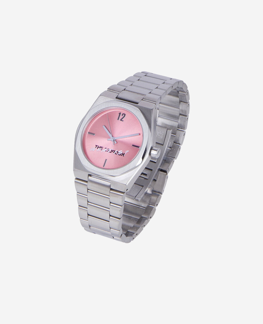 The Kooples M SILVER what is silver watch with pink dial