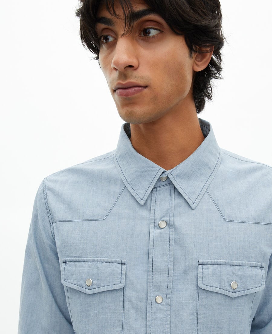 The Kooples MEN BABY BLUE light blue denim shirt