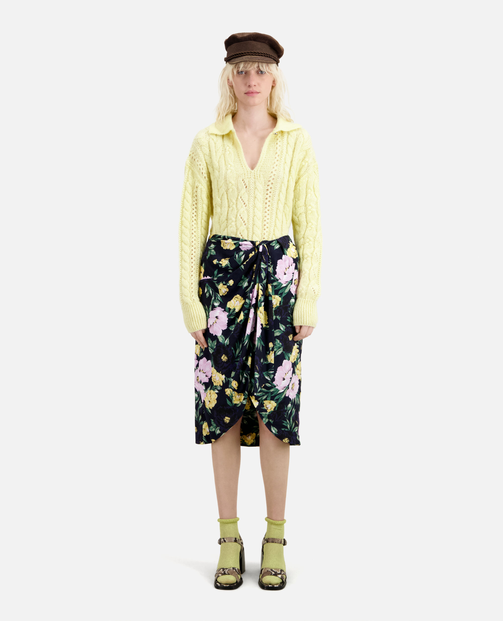 Printed midi skirt, LIGHT PINK / DARK NAVY, hi-res image number null
