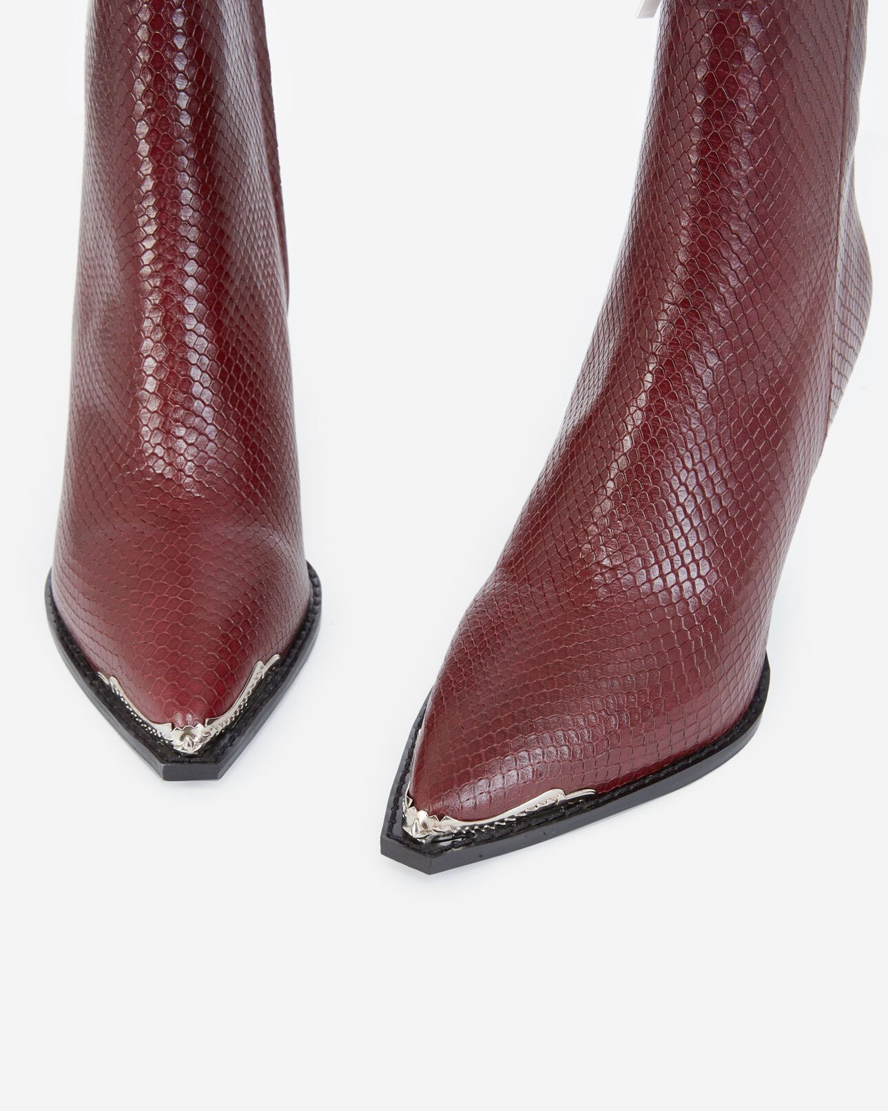The Kooples FEMME BORDEAUX boots cuir bordeaux façon python