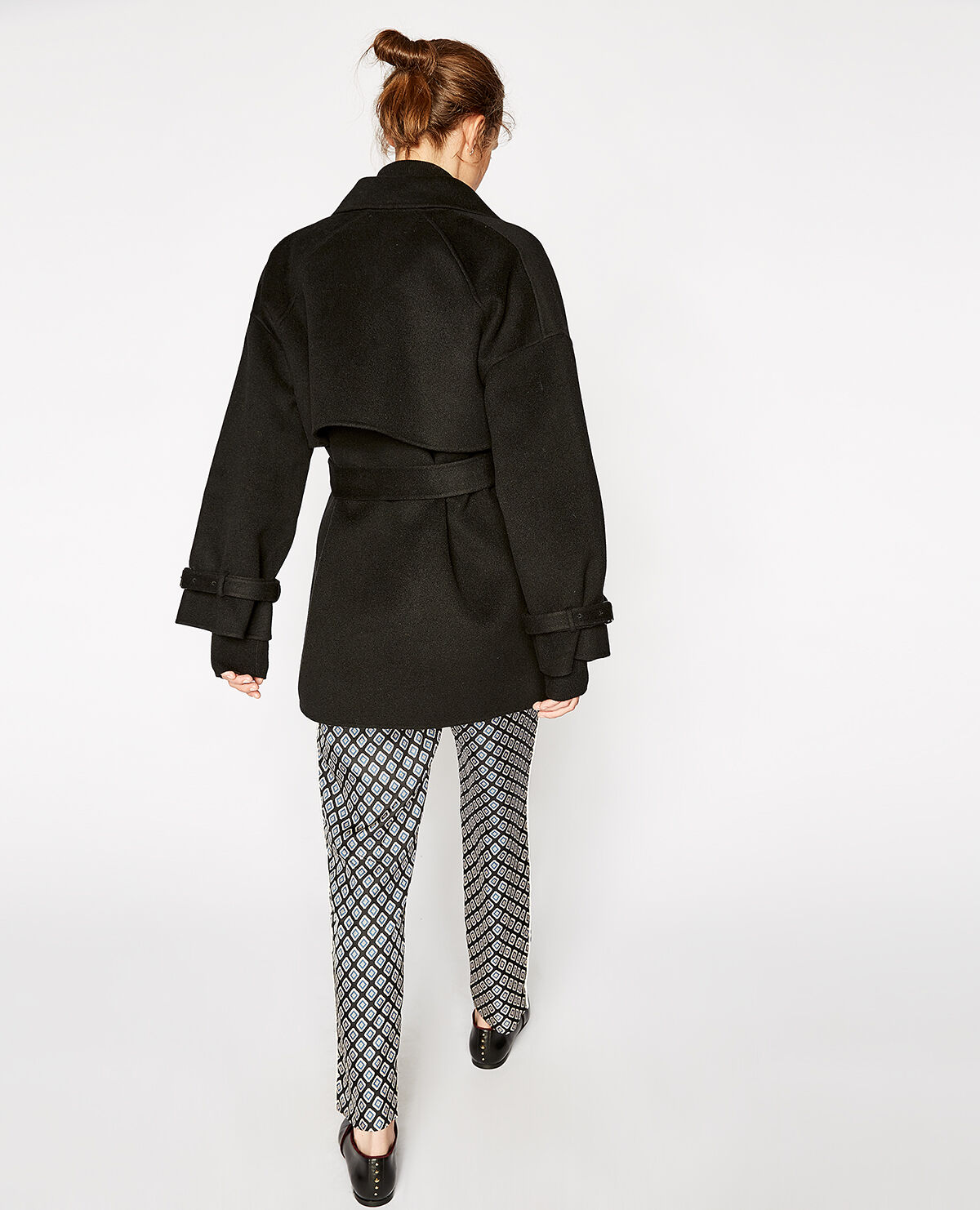 Monki tailored belted deals coat in black