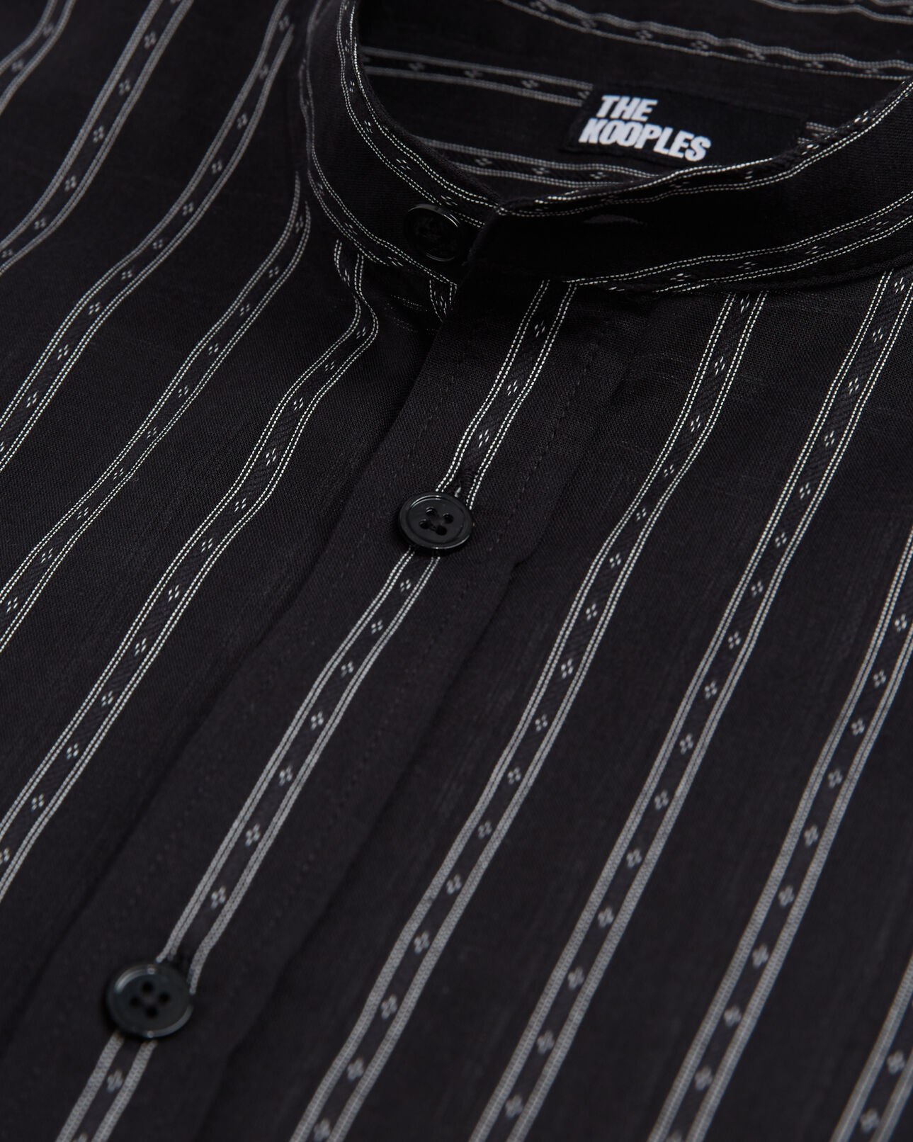 The Kooples MEN BLACK black striped shirt with officer collar
