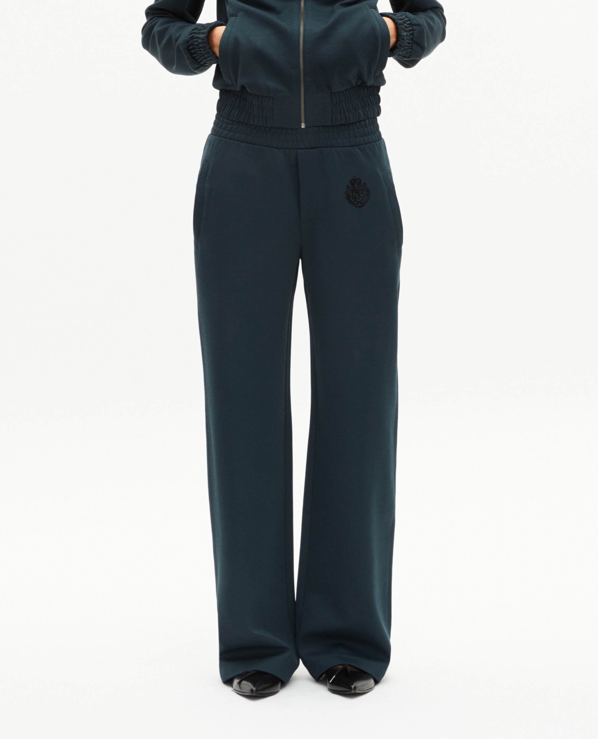 Dark green straight jogging bottoms, FOREST, hi-res image number null